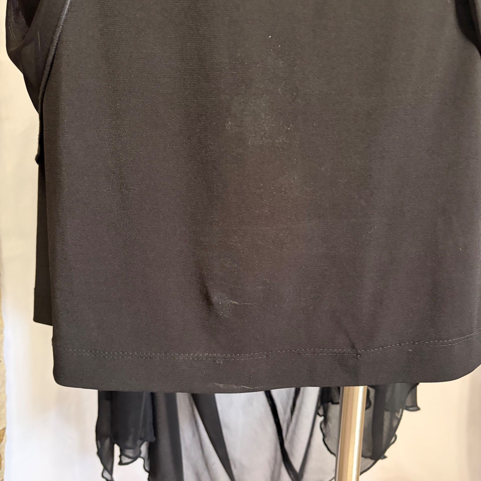 Connected Apparel Gorgeous flowy black gown with draping and beaded detailing