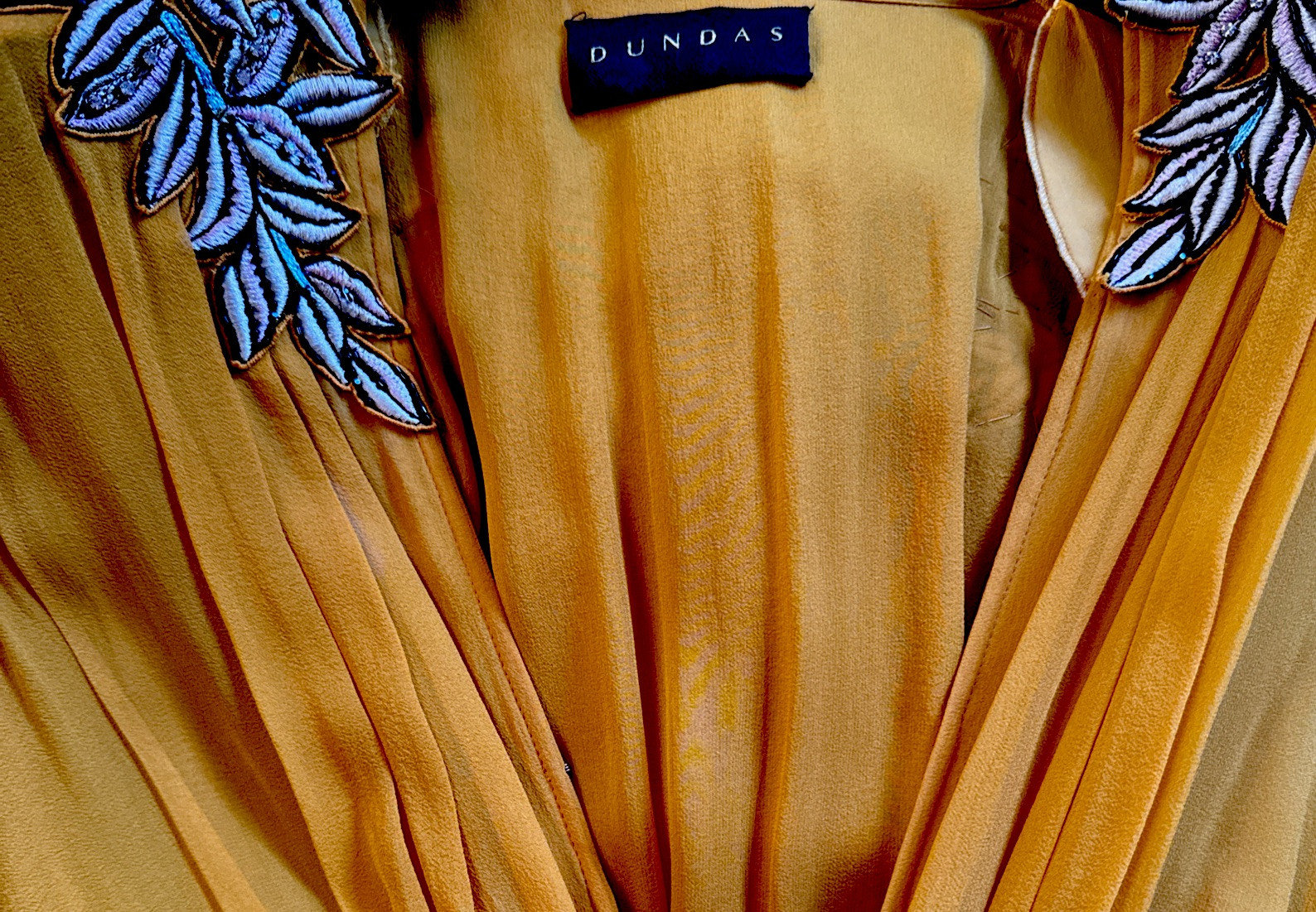 *DUNDAS* Dynasty Runway Embroidered Chiffon Mini Dress W/internal Bodysuit IT 40