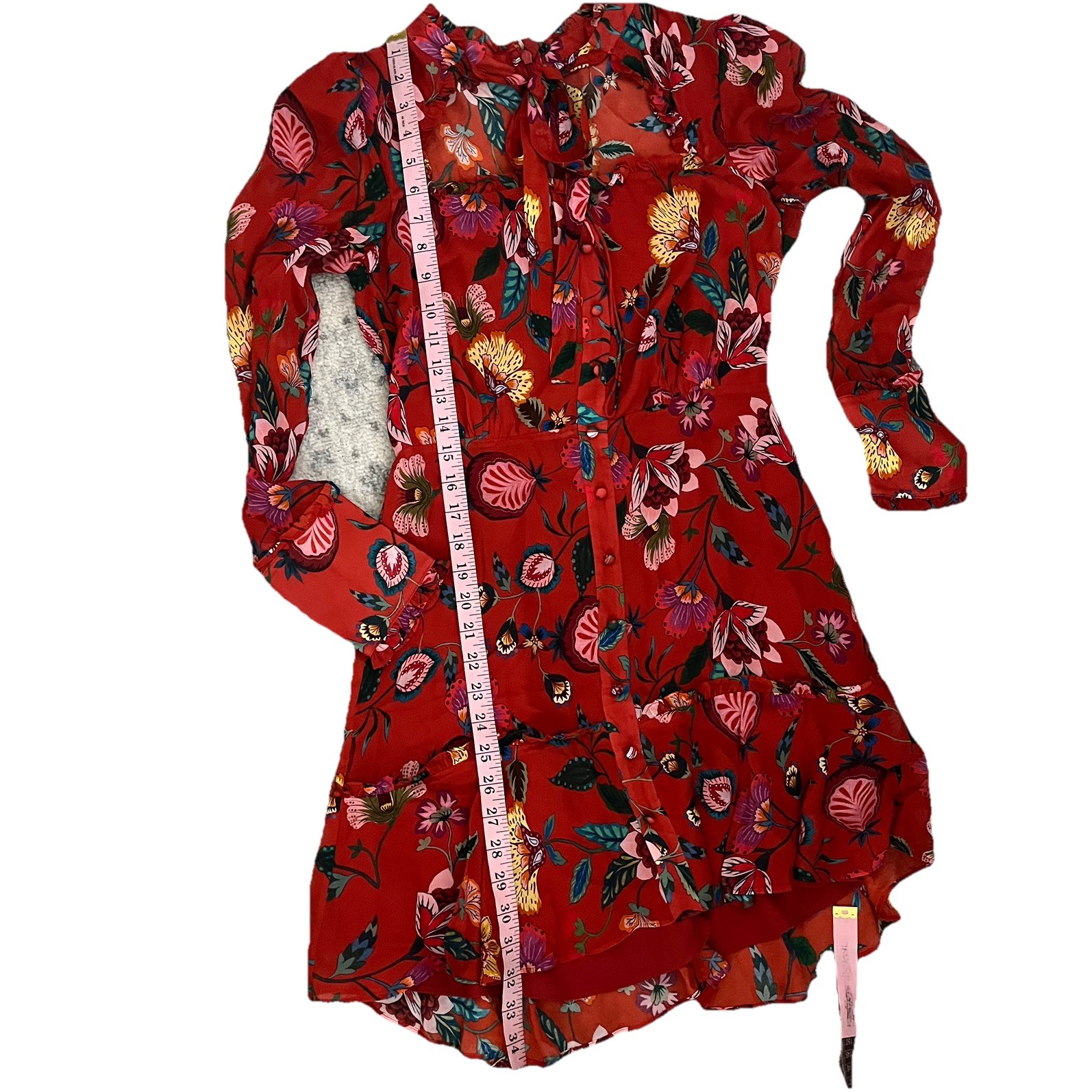 ALEXIS Morgana Chiffon Mini Dress In Red Floral Sz S Party Cocktail Feminine