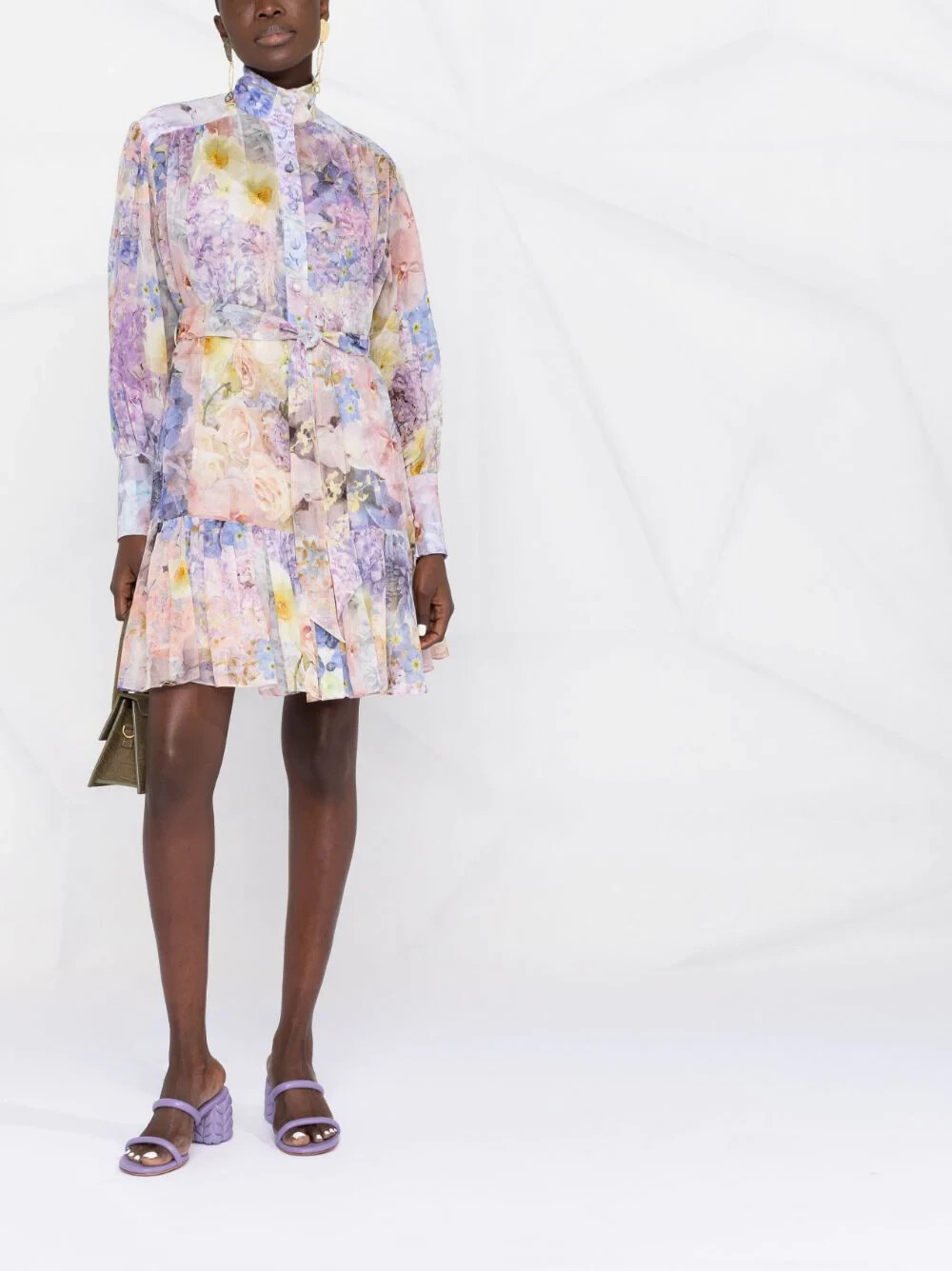 New Zimmermann Rhytmic Lantern Voile Coton/Silk Mini Dress Size 1, M US