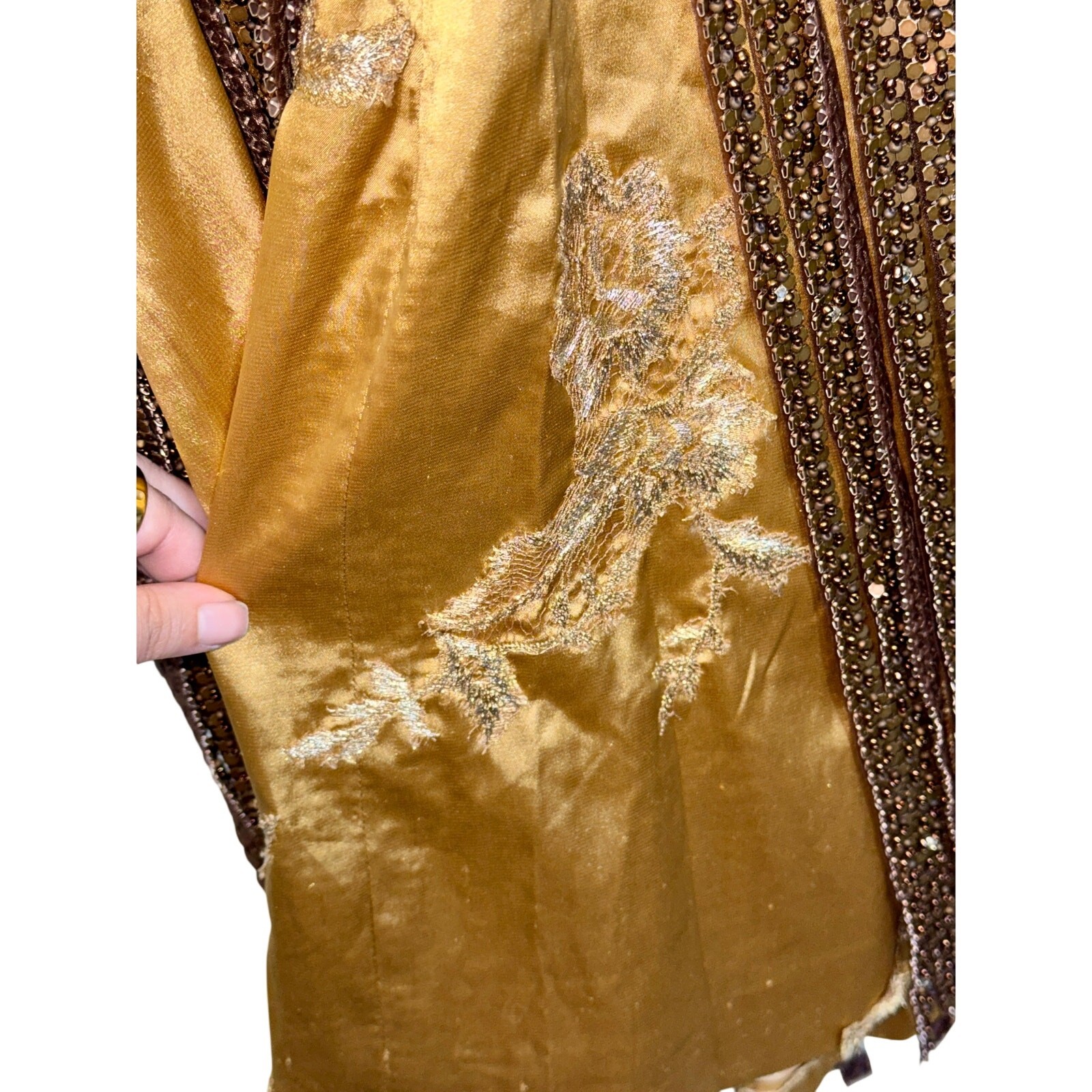 NWT Mandalay Gold Beaded Fringe Studded Sequin Mini Cocktail Party Dress Size 10