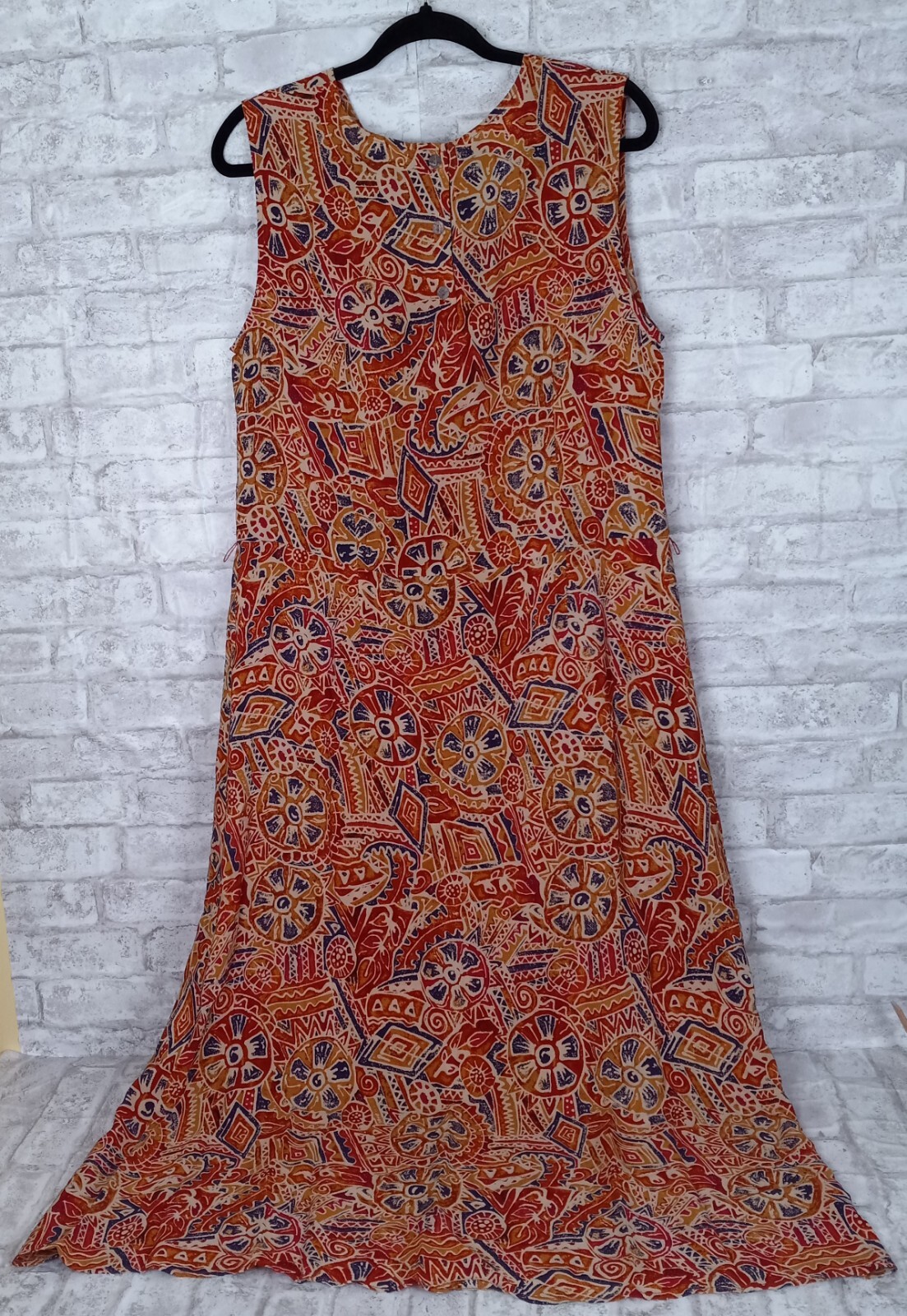 Amanda Smith Silk Maxi Dress Womens 14 Geometric Aztec Southwestern Sleeveless