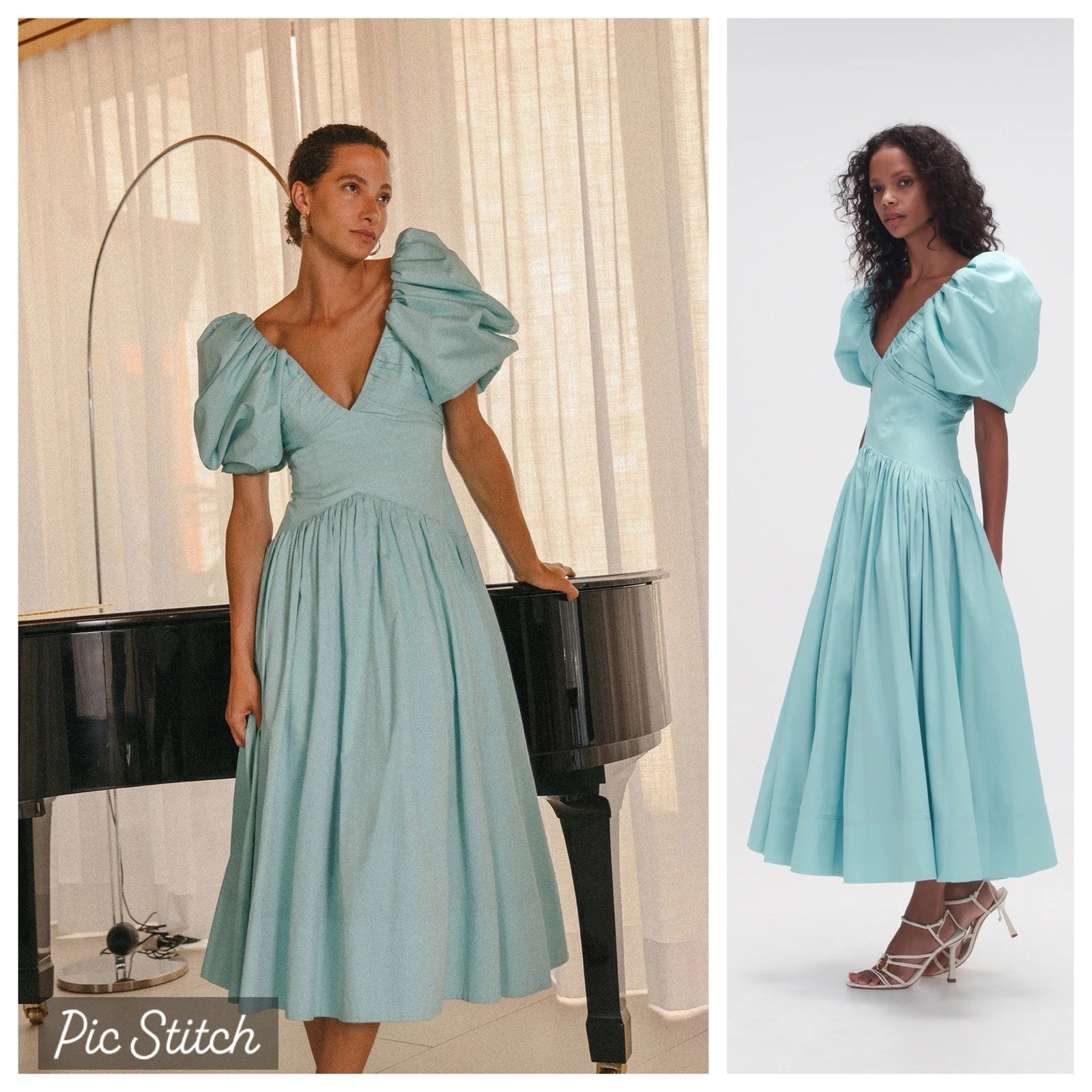 BNWT AJE GABRIELLE PLUNGE MIDI MAXI DRESS SIZE AUS UK 6 US 2 BABY BLUE RRP $595