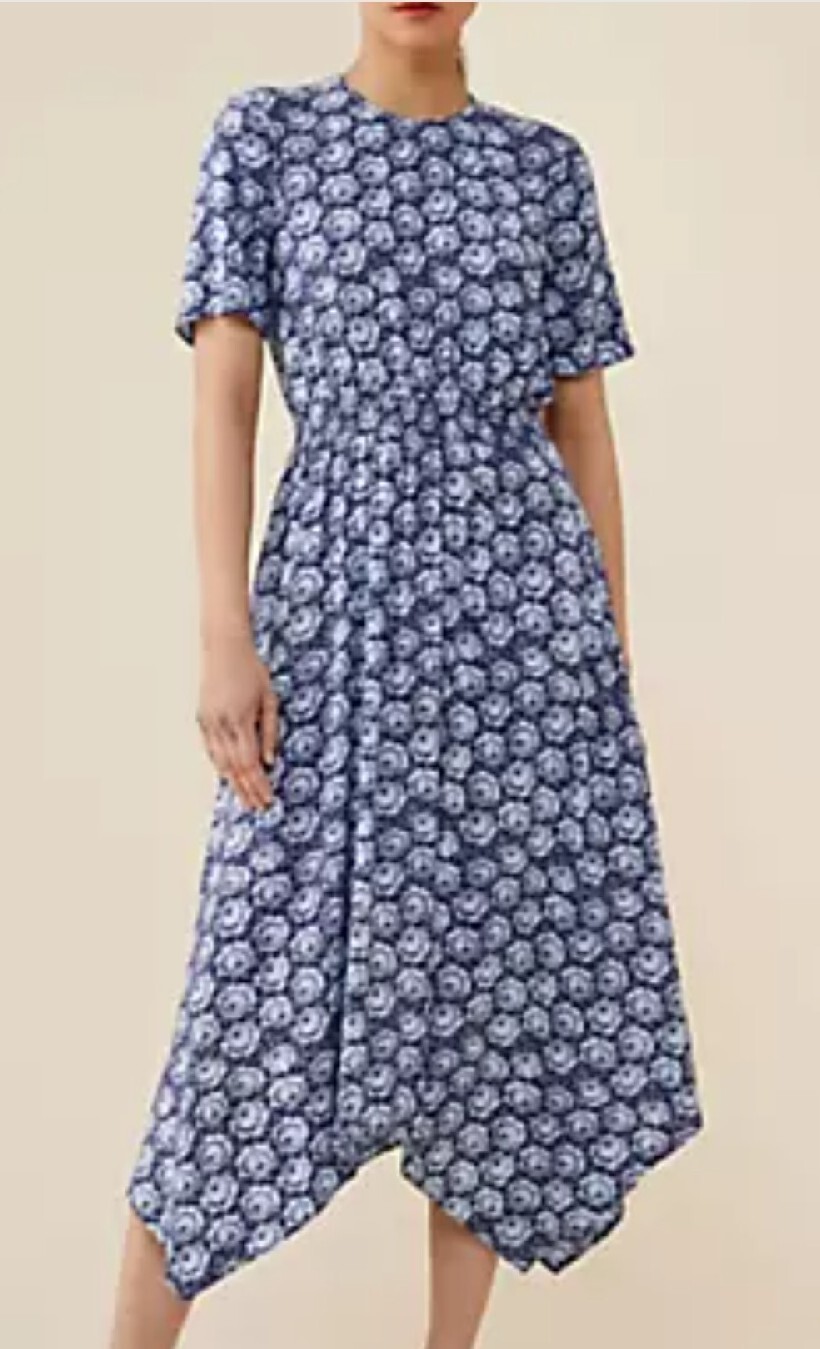 QVC Finery London Henley Print Midi Dress Navy Blue Floral Roses Size 10 NEW.