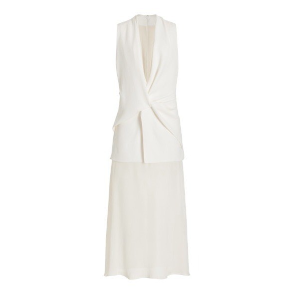Brandon Maxwell Sutton Silk Vest Midi Dress Ivory Twist Drape Sz 16 NWT $1995