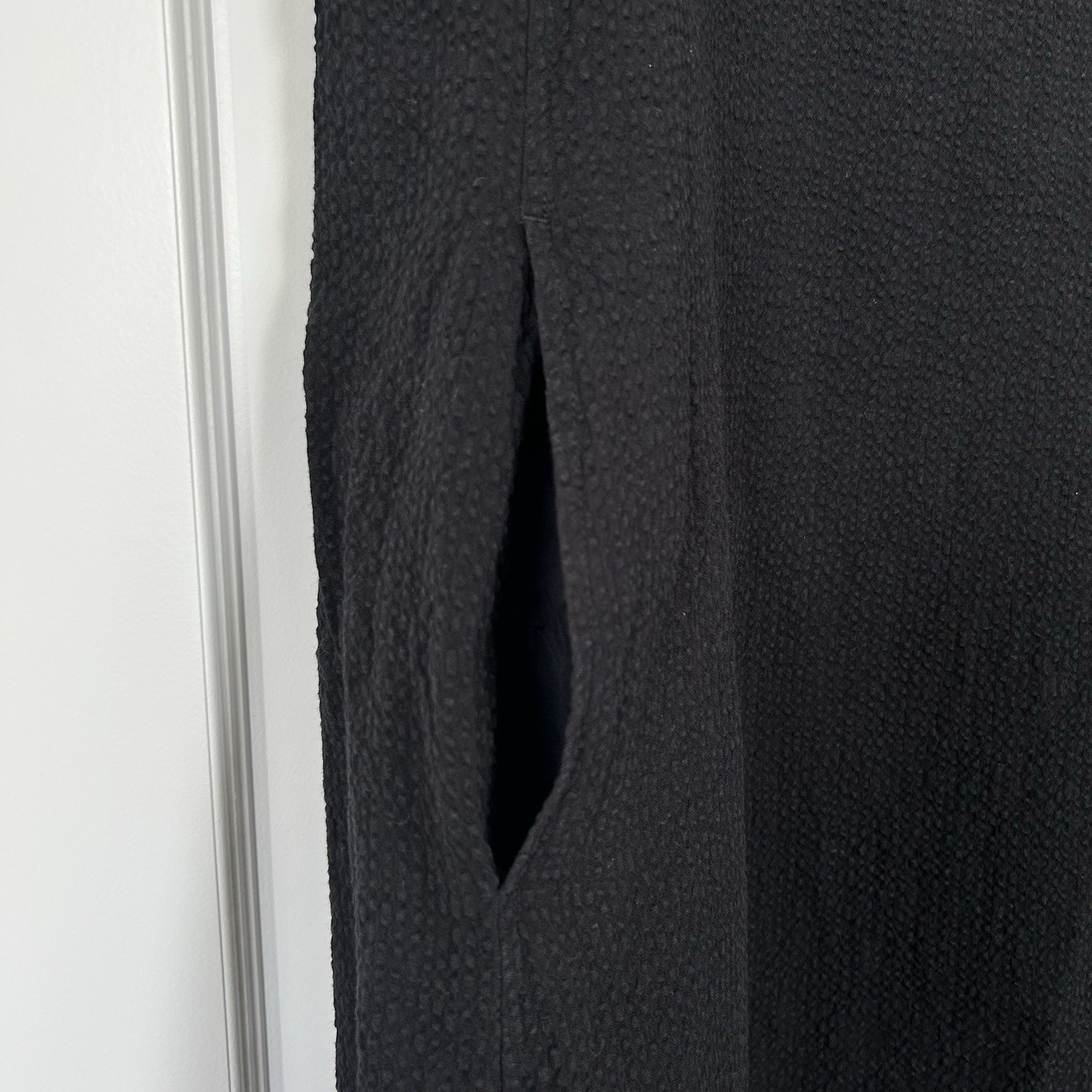 Eileen Fisher Black Textured Sleeveless Shift Dress Size M Minimalist Lagenlook