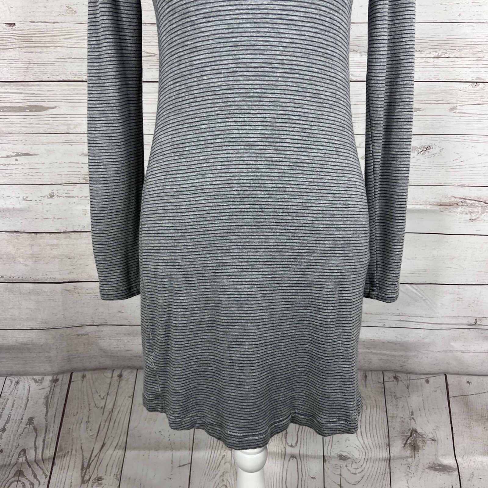 Lou & Grey Womens Mini Sheath Dress Size Small Gray Striped Long Sleeve