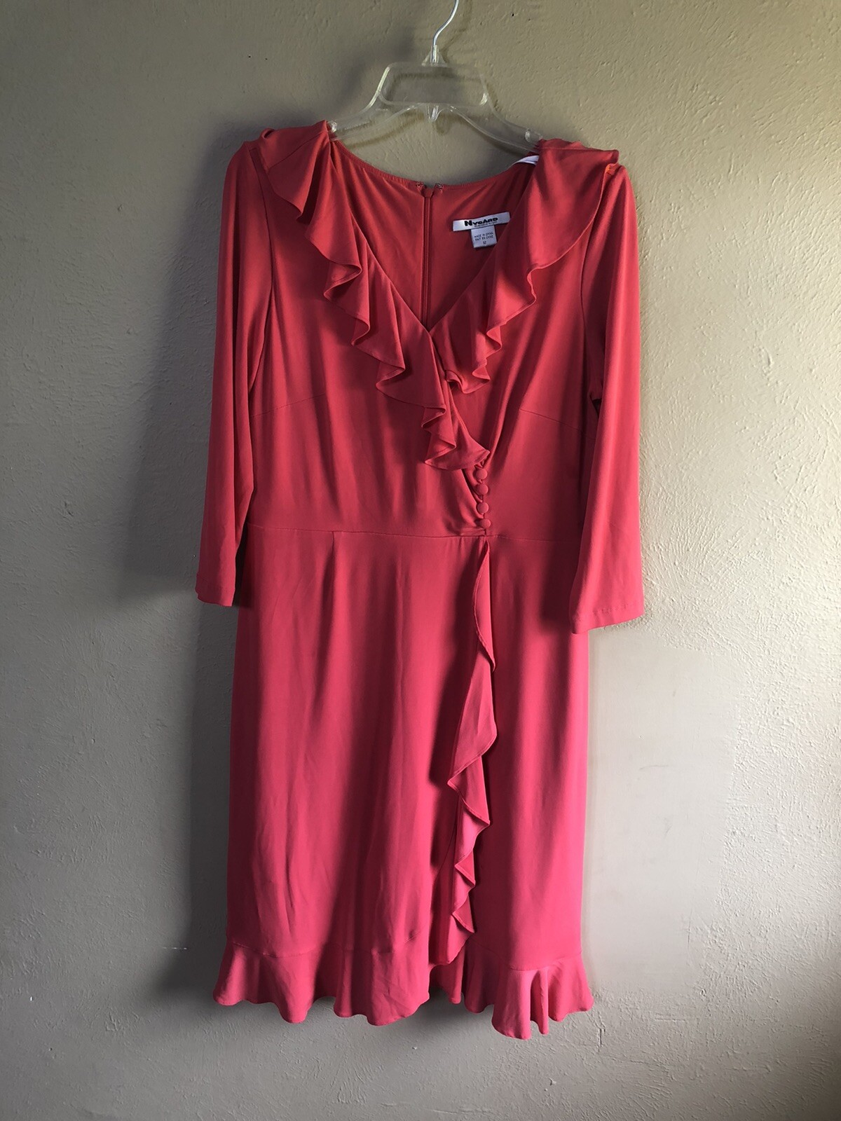 Nygard Coral Dress Size 12 With Ruffels