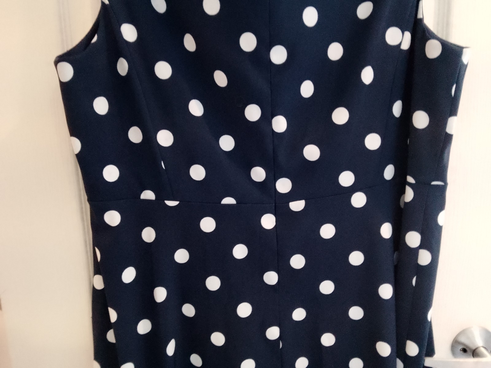 Connected Apparel Navy Blue Scoop Neck Zip Back Closer Mid length Plus Size 20W