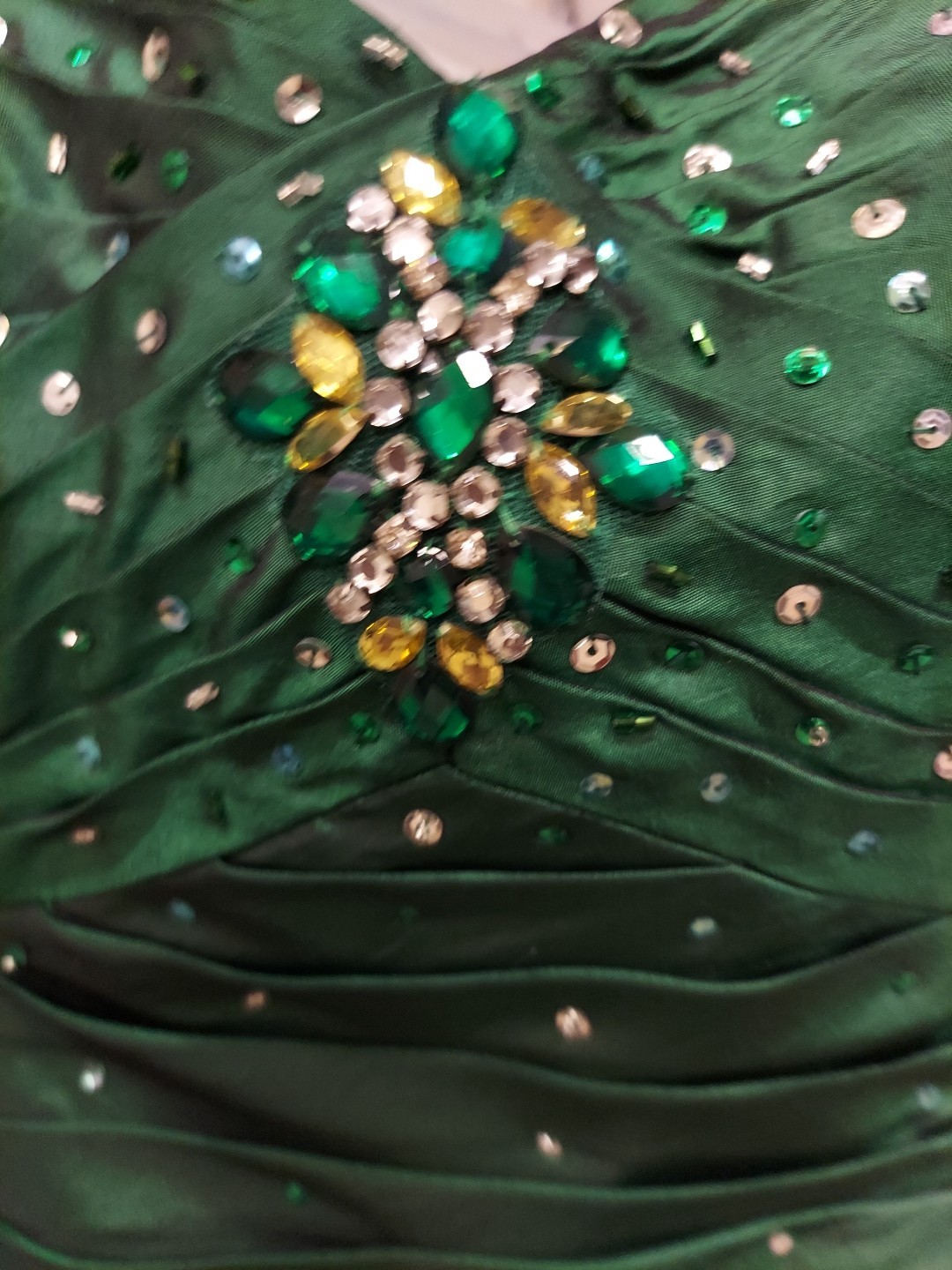 Maorilee Hunter Green Gem/sequence 15/16 Torso Dropped Mermaid Dress