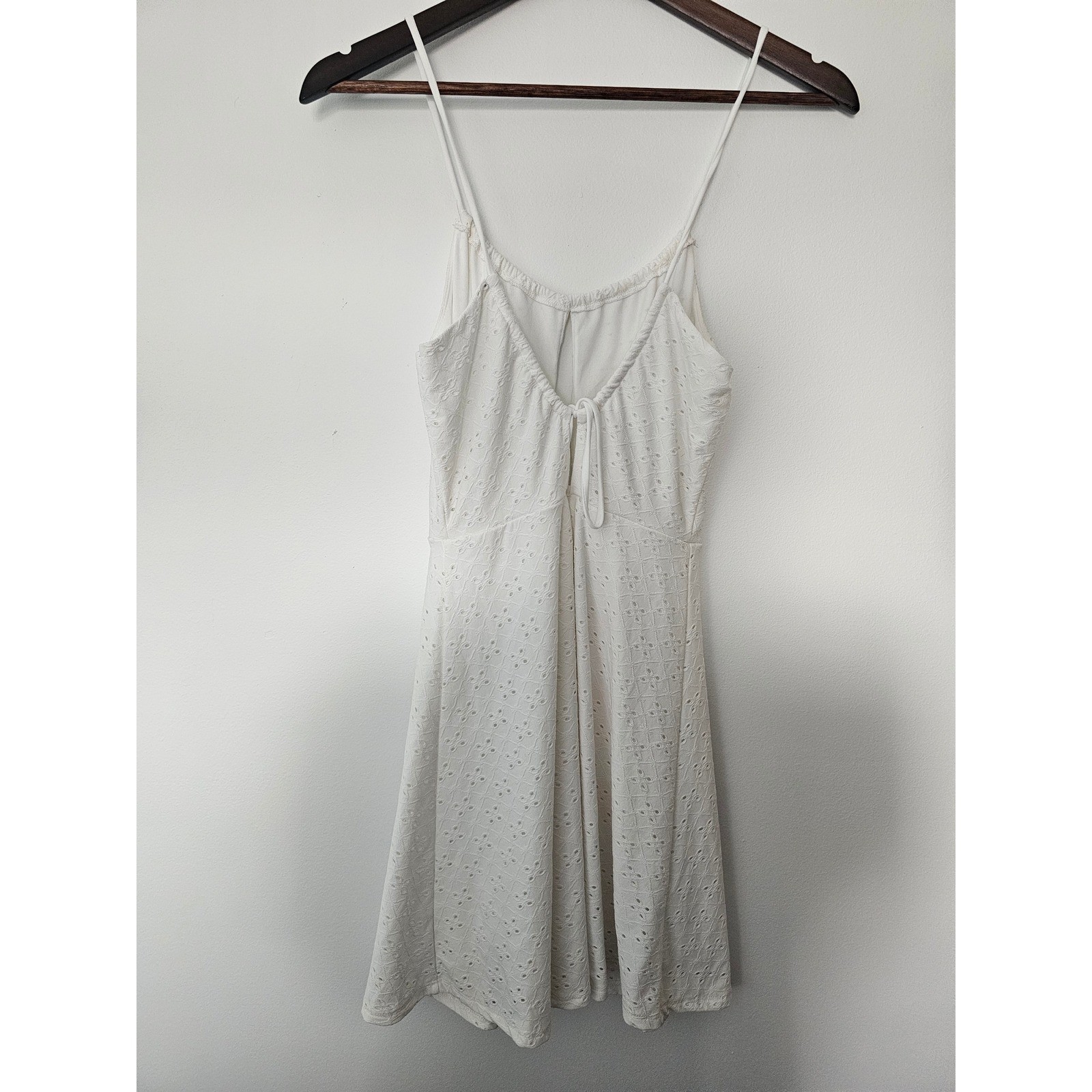 Cottagecore Noble U Eyelet Sun Dress Womens Small White Cutout Mini Boho Strappy