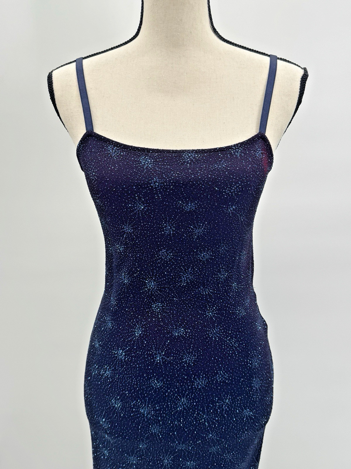 VTG Y2K Whimsigoth City Triangles Celestial Maxi Dress Medium Stretch Hoco Rush