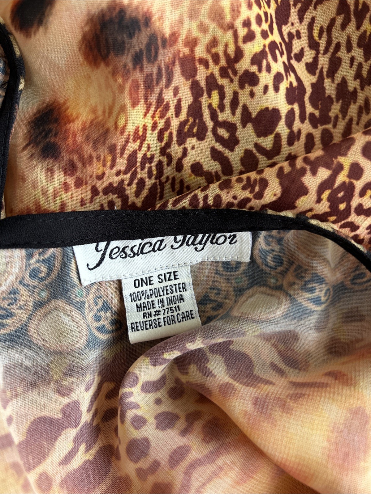 Jessica Taylor Caftan OS Animal Print Semi Sheer Sparkle EUC