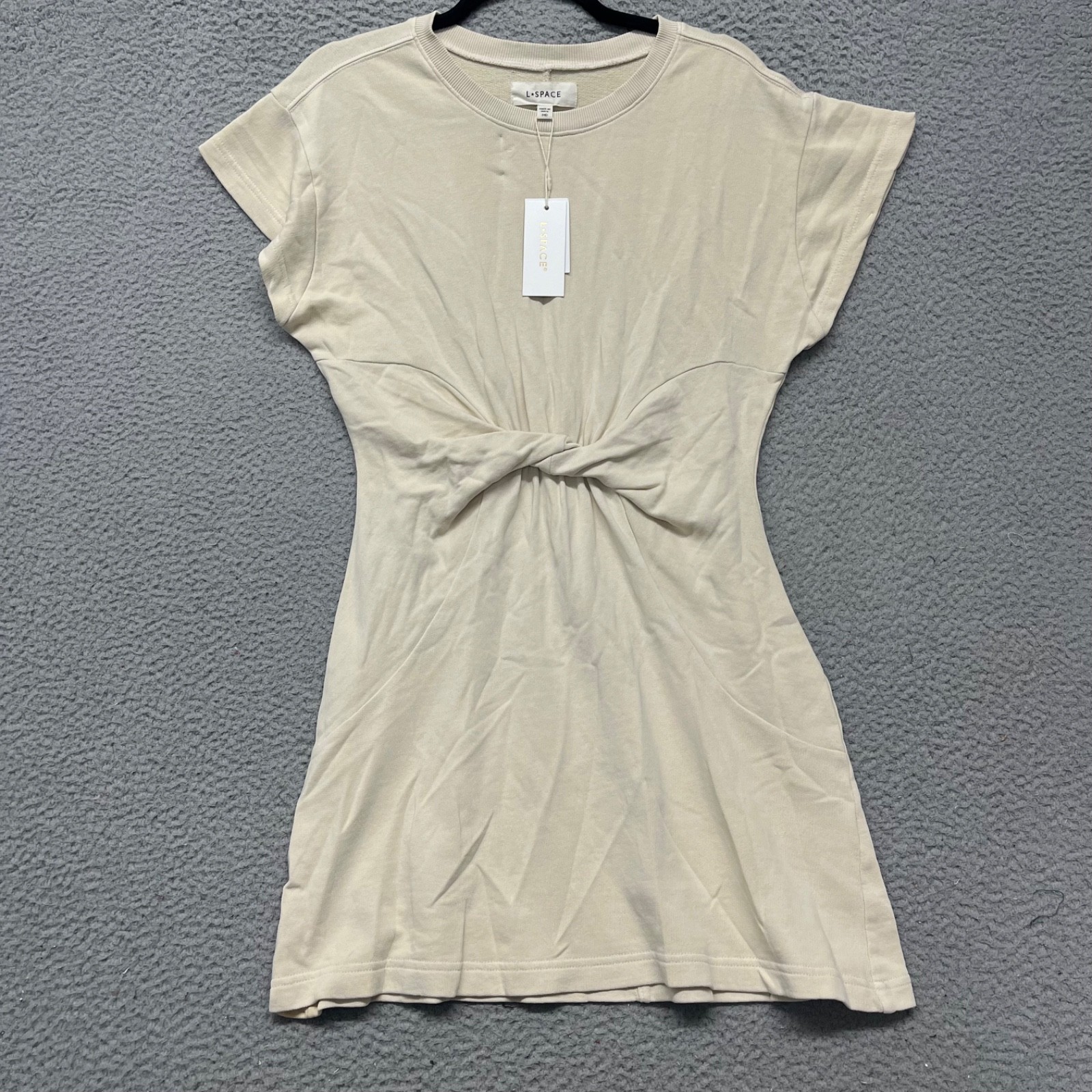 L Space Dress Womens M Beige Mini Shirt 100% Cotton Minimal Preppy Contemporary