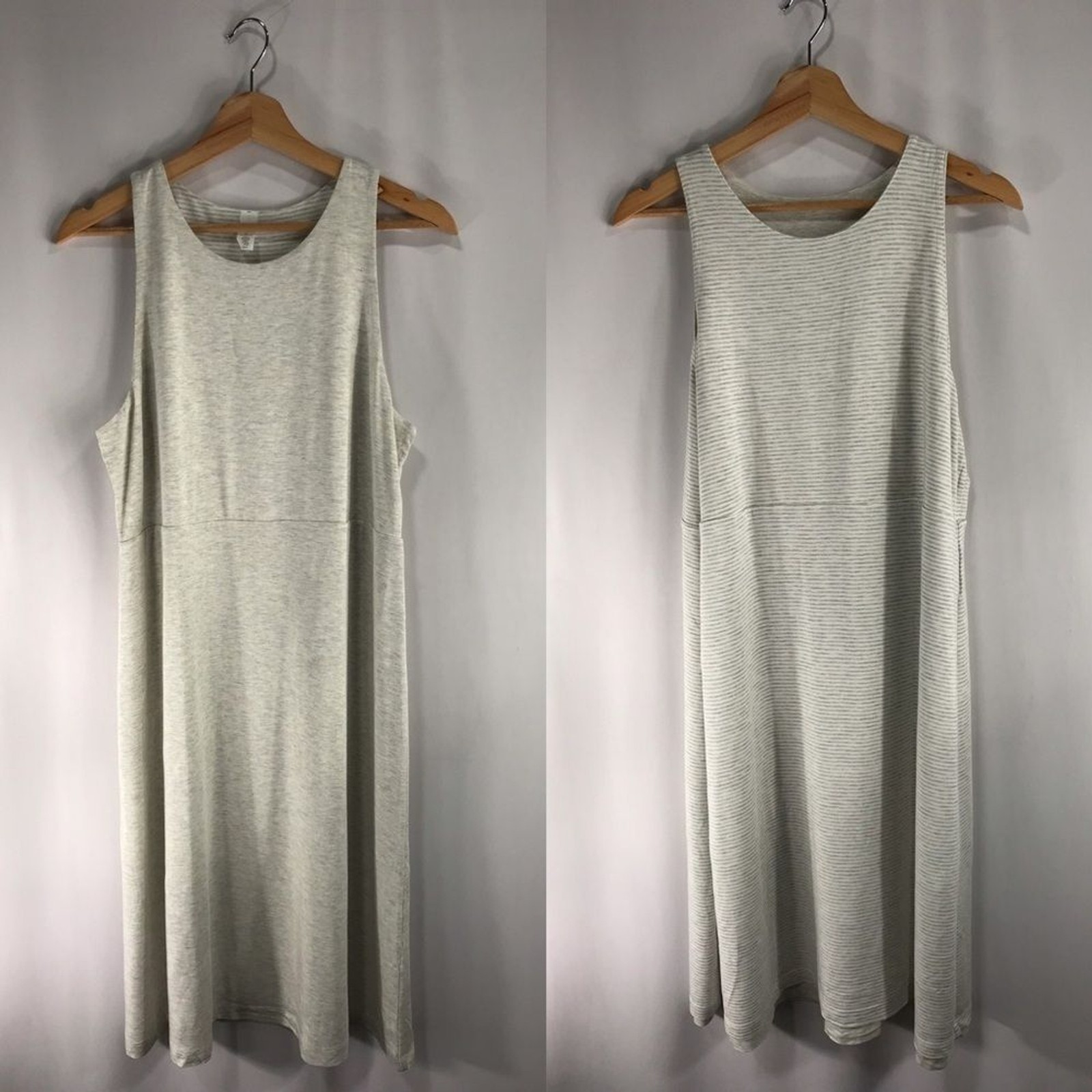 Athleta Tall Medium Reversible Santorini High Neck Dress Oatmeal Heather Striped