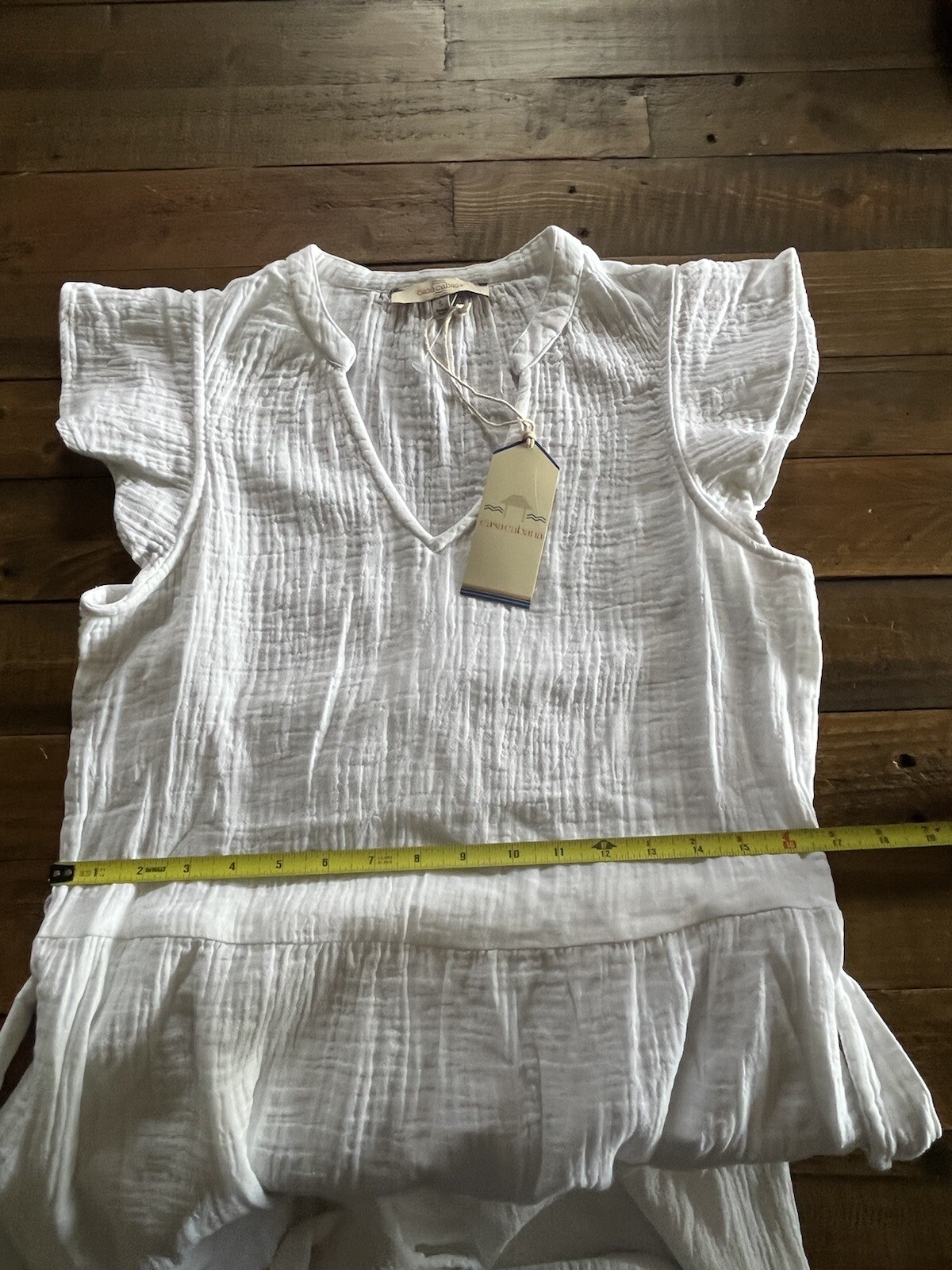 White Flutter Sleeves CASA CABANA ISABEL Eyelet Gauzy Dress NWT MSRP $78.00 S