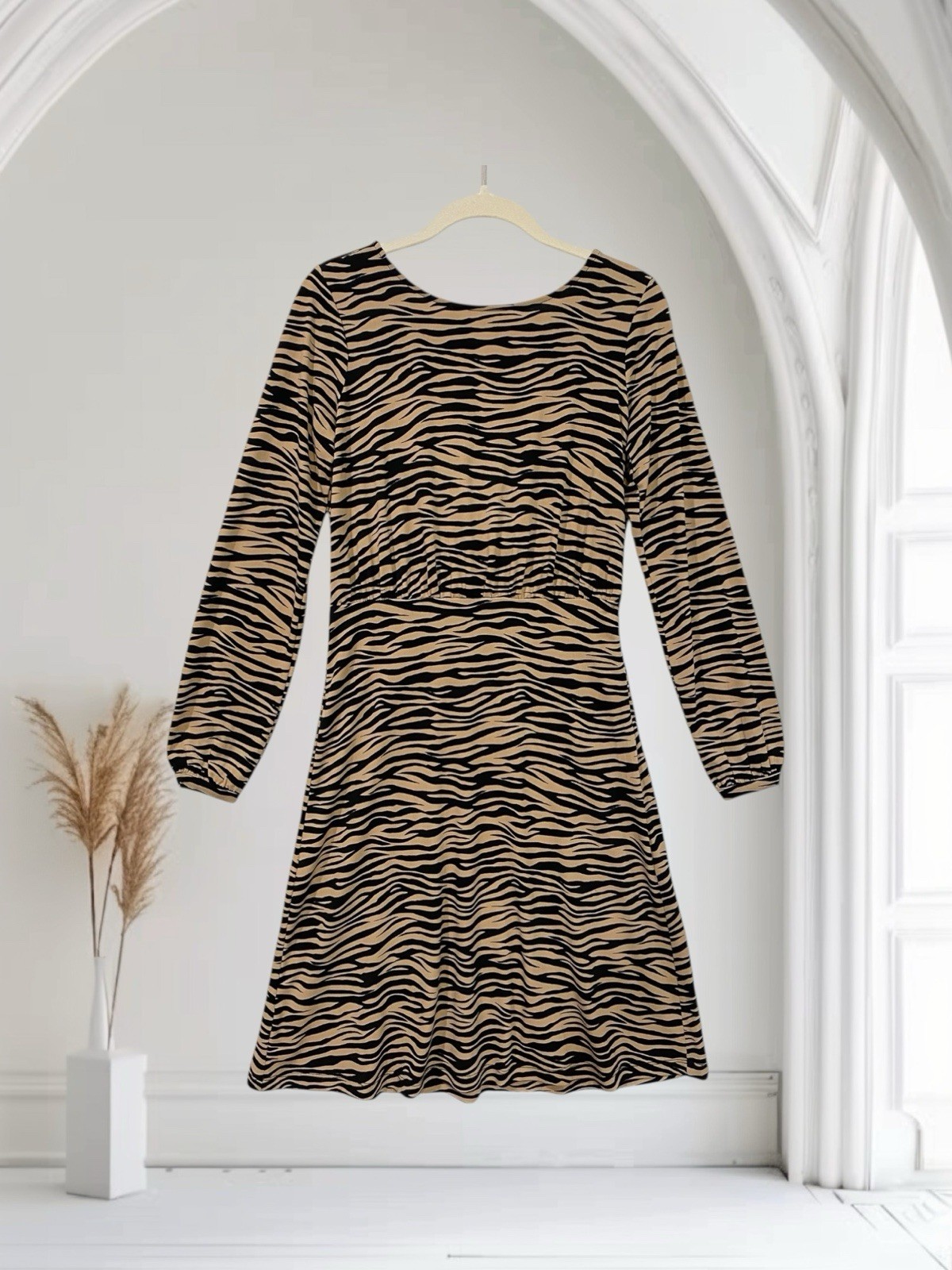 LOFT Womens Animal Print Cut Out Back Midi Dress Size 00 Petite Summer Chic