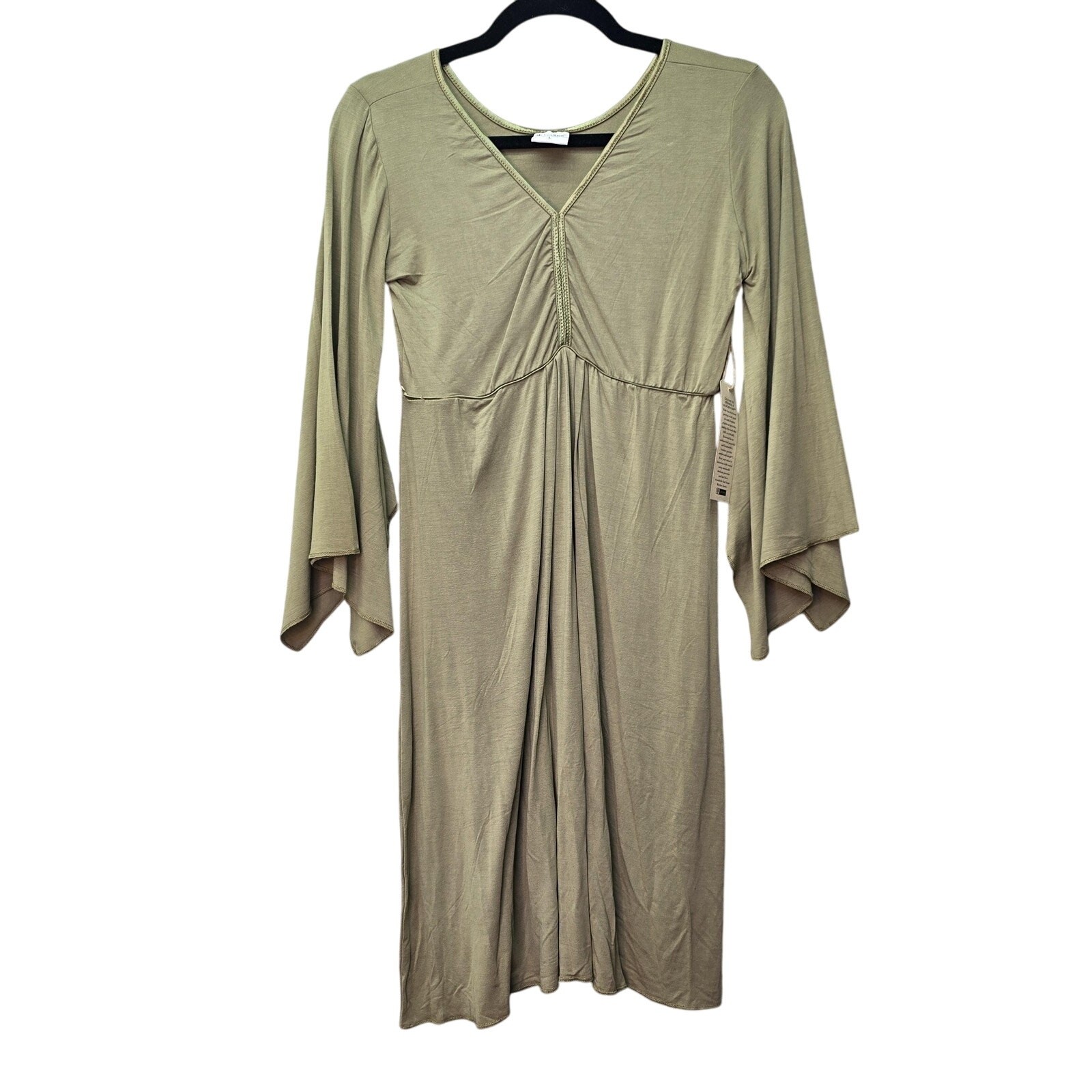 Jonano Dress Womens Large Green EcoKashmere Viscose Bamboo Fairy Whimsy Boho NEW