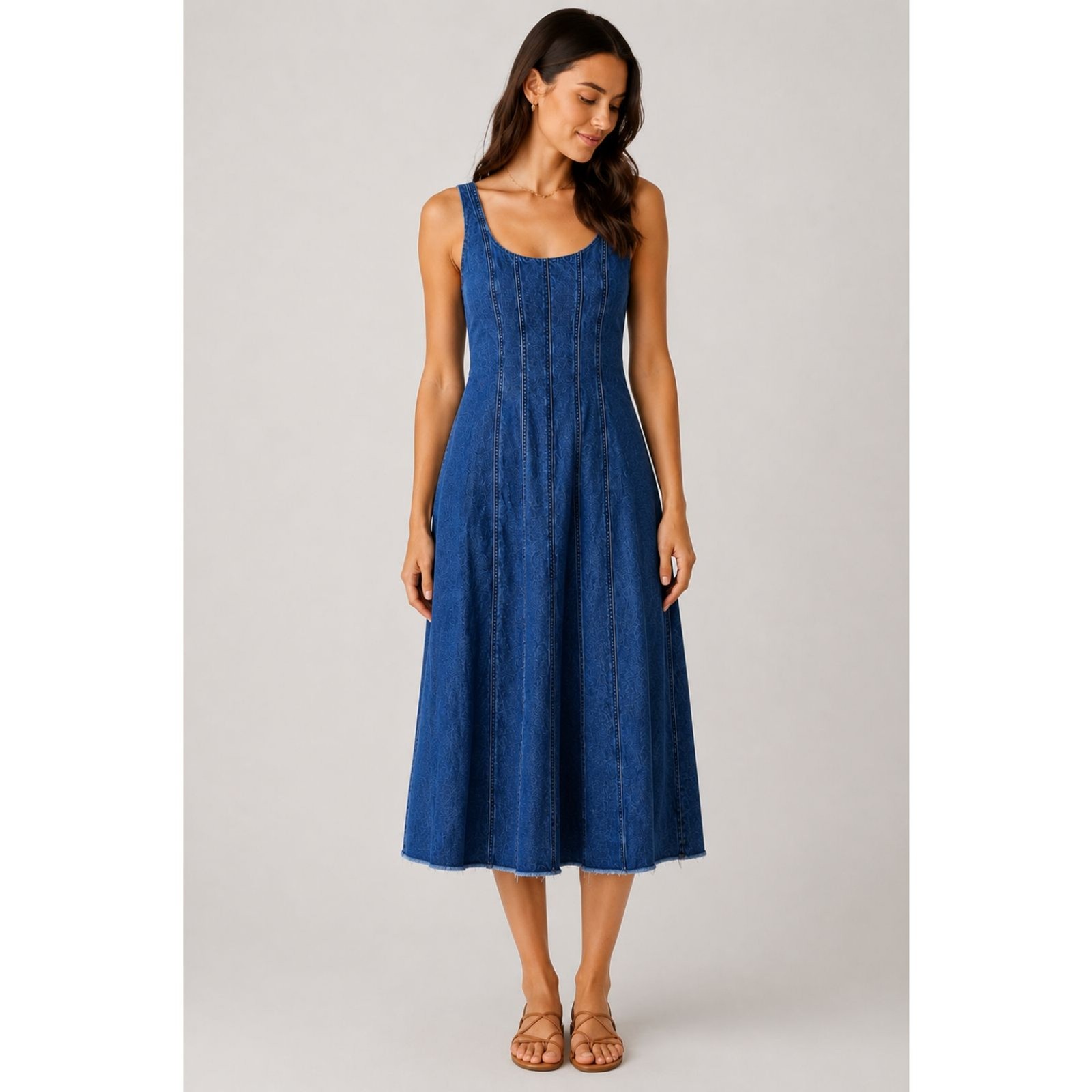 Joie Denim Midi Dress Size Large NWT 100% Cotton Sleeveless Blue Fit & Flare