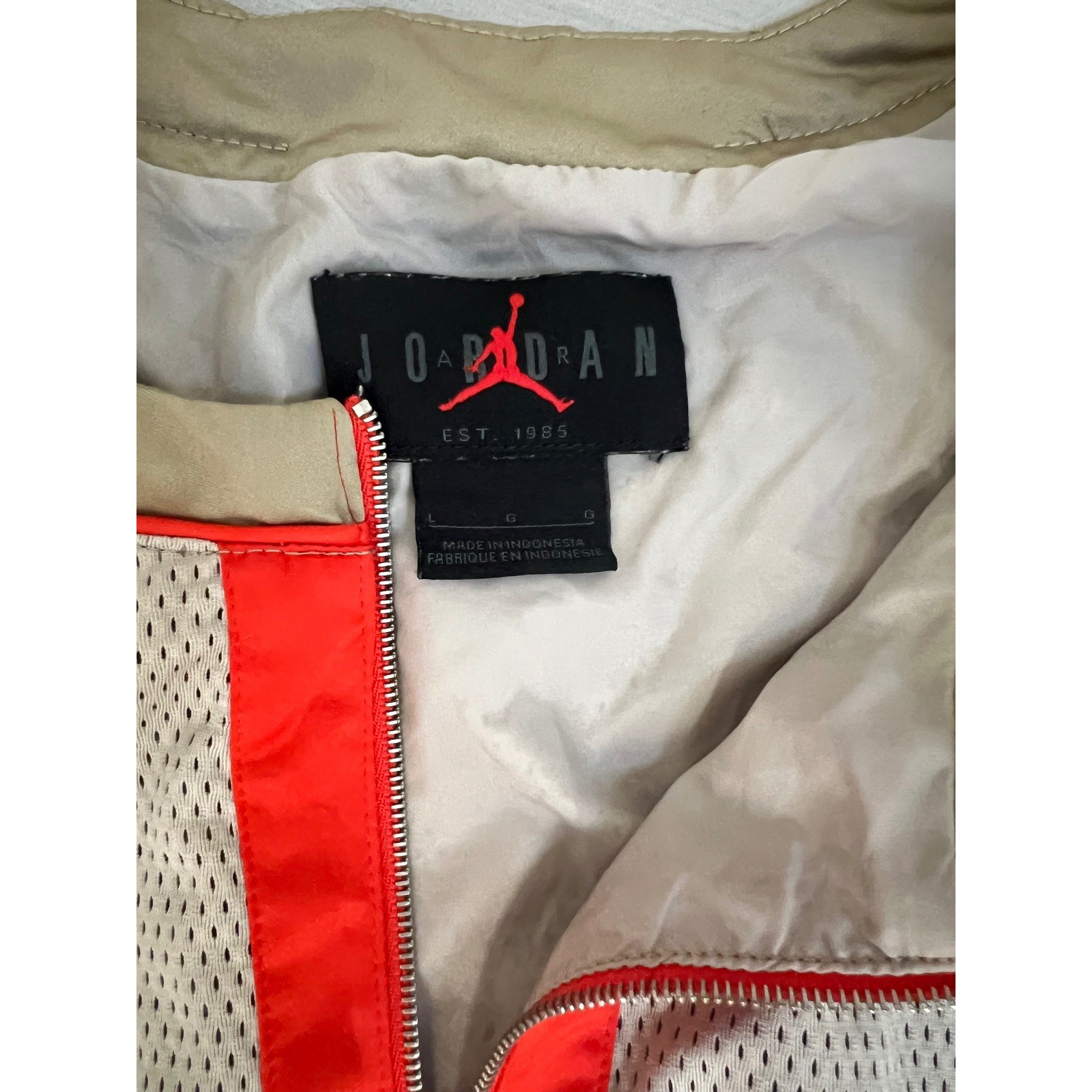 Jordan Flight Dress Tank Top Zip Front Mesh Panels Tan Red Sz L Utility Athletic