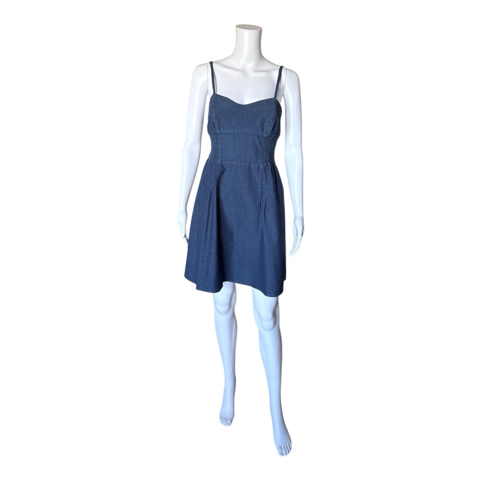 Mossimo Supply Co Blue Cotton Fit & Flare Spaghetti Strap Sun Dress Size Medium