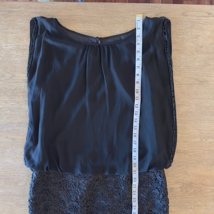 AIDAN MATTOX 100% SILK Chiffon Floral Lace Blouson Cocktail Mini Dress-Black-6