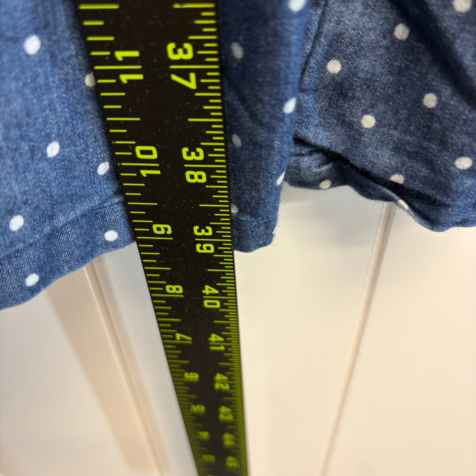 J Gee Rockabilly Polka Dot Chambray Denim Zip Front Dress Women XL Retro Classic