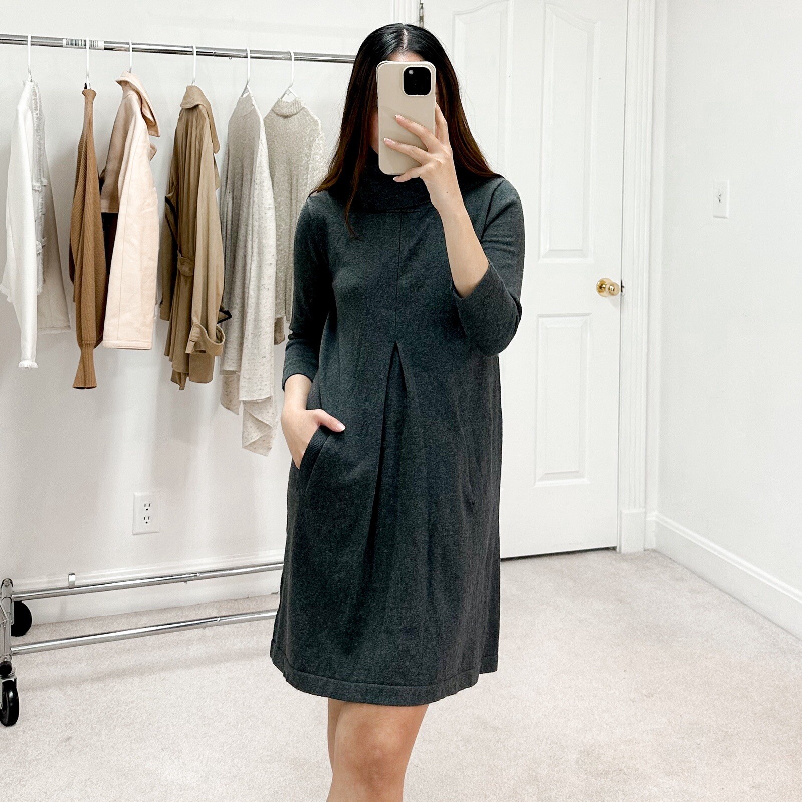 Tyler Boe Kim Cowl Neck Cashmere Blend Sweater Dress in Grey Women’s Sz XS