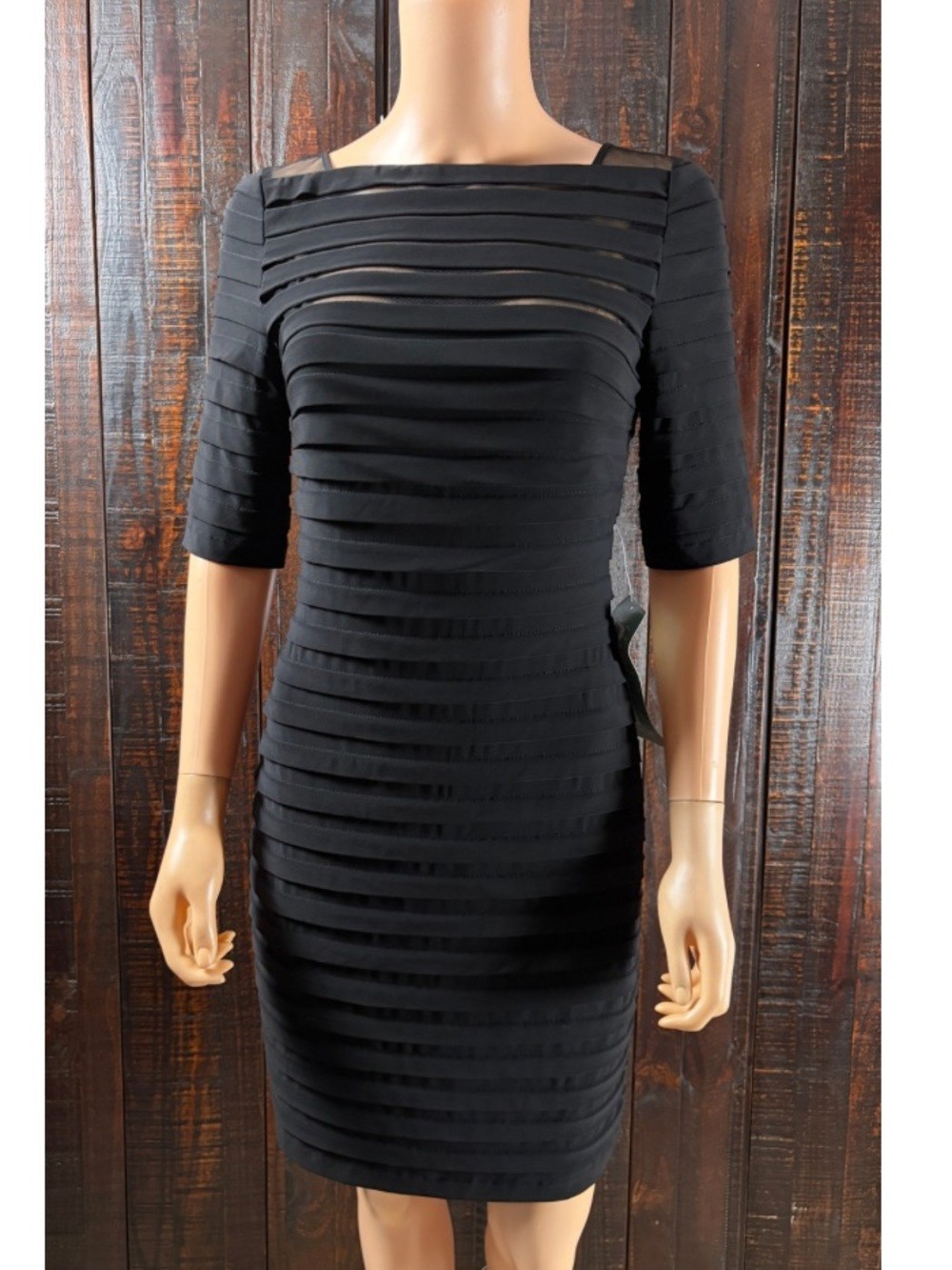 Simply Liliana Black Pleated Sheath Dress Size 4