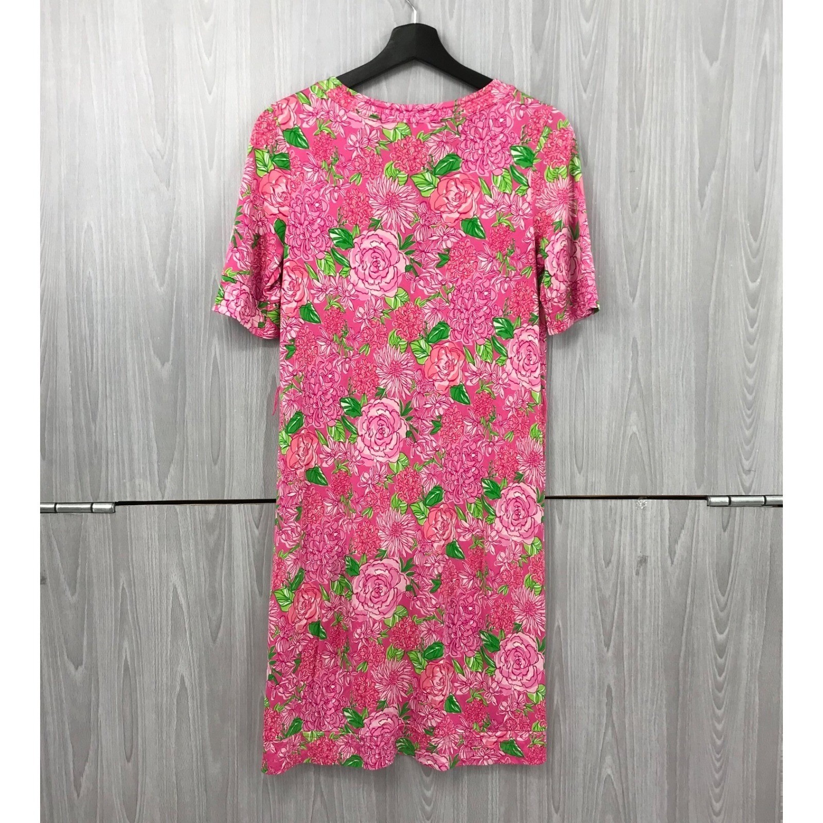 Lilly Pulitzer Pink Floral Silk Jersey Shift Dress Short Sleeve Size 6