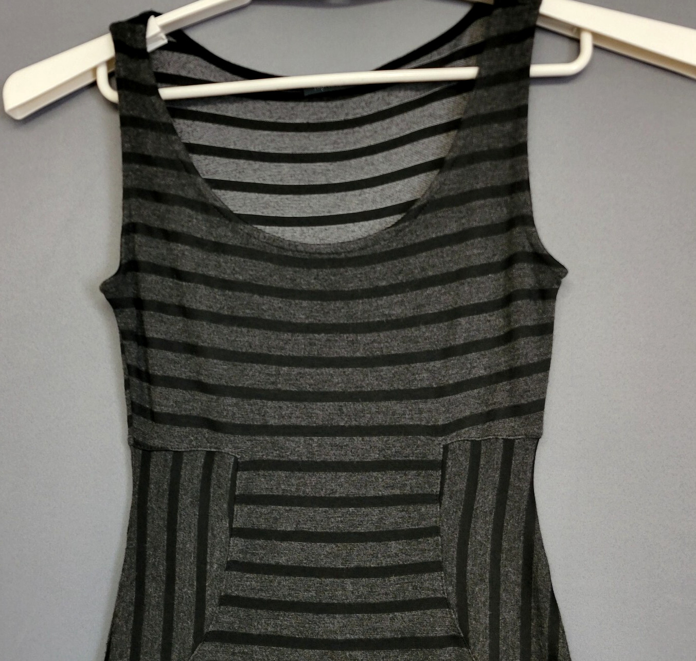 Soprano Bodycom Dress Womens Small Gray Black Knit Striped Sleekcore Modern Chic