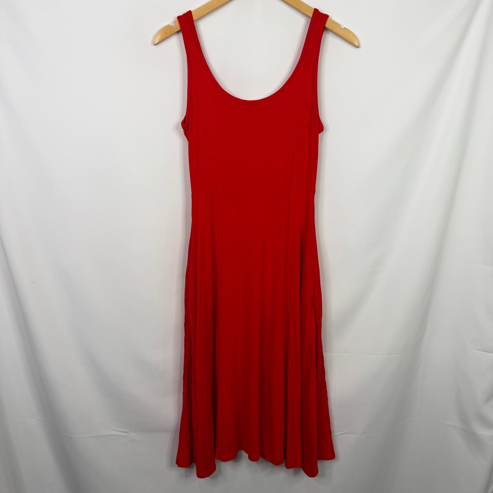 Olivia Rae Red Scoop Neck Midi Dress Sleeveless Fit Flare Pockets Size S NWT