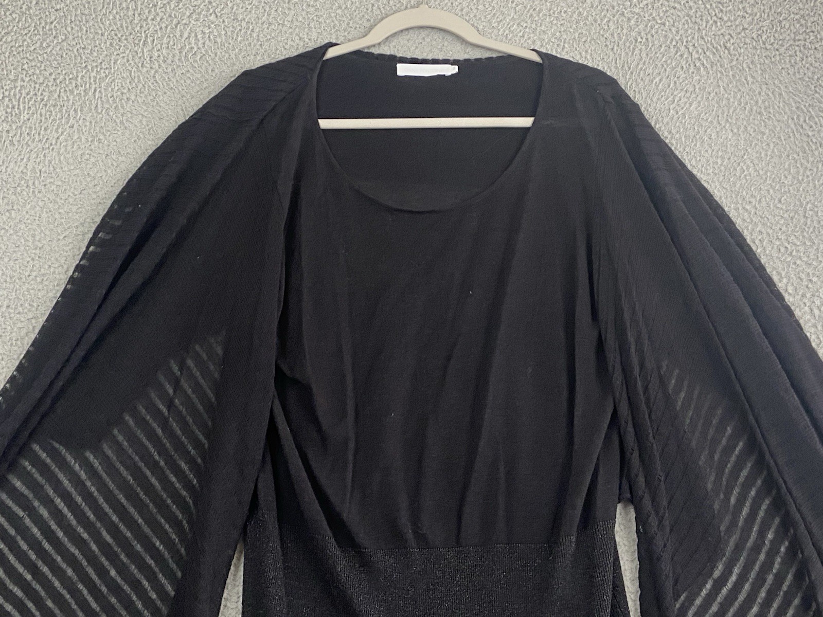 Anne Fontaine Black Knit Butterfly Sleeve Metallic Bodycon Mini Dress 44 Aiko