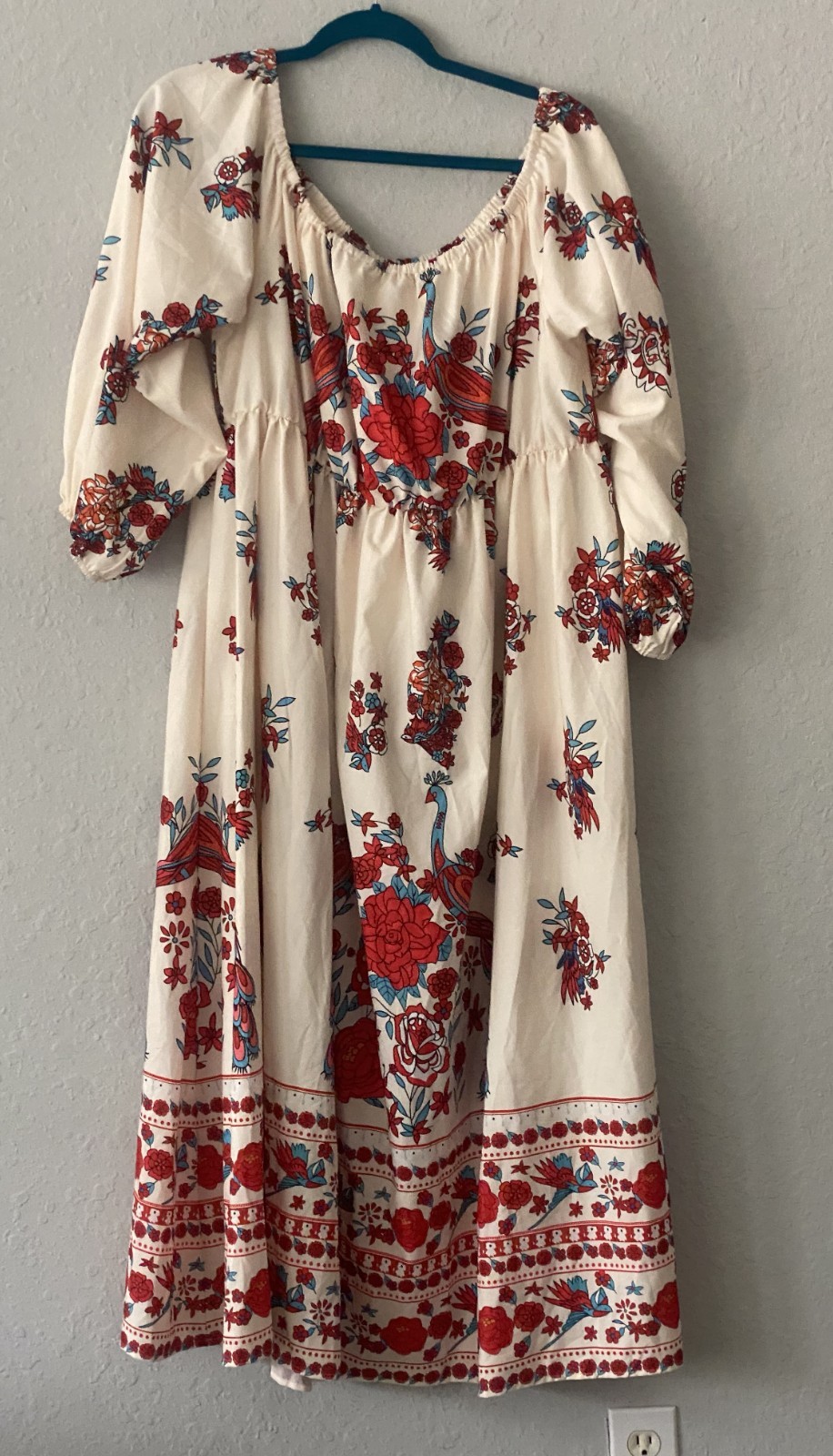 SHEIN CURVE WOMENS MULTI-COLOR HOBO FLORAL PEACOCK DRESS – SIZE 3XL – EUC