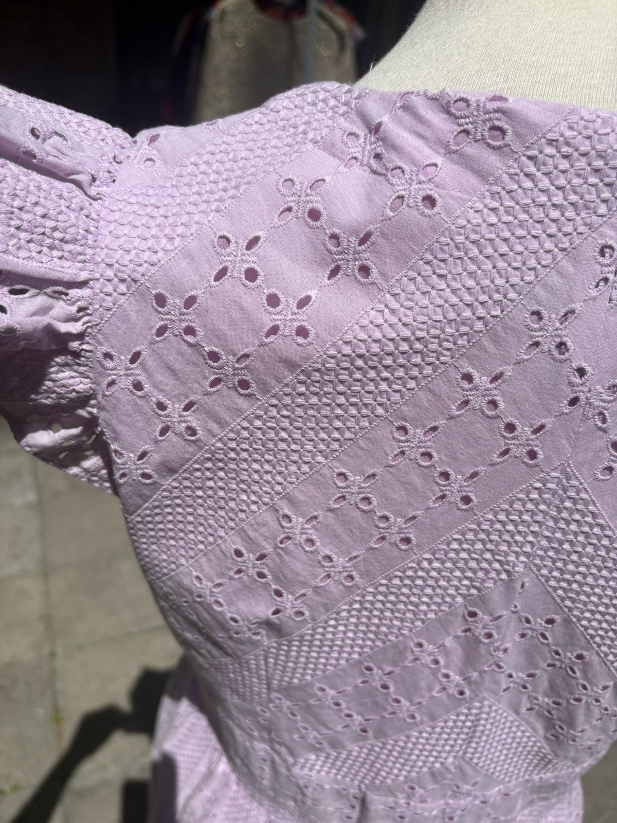 J Crew Embroidered Eyelet Flutter Sleeve Dress Peony Pink Size 10