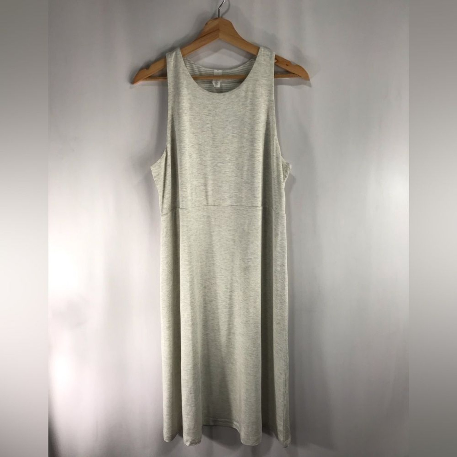 Athleta Tall Medium Reversible Santorini High Neck Dress Oatmeal Heather Striped