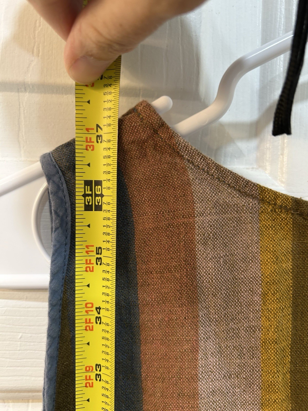 Garnet Hill Muted Stripe Linen Shift Dress Sz 12 Sleeveless Raw Hem Pockets