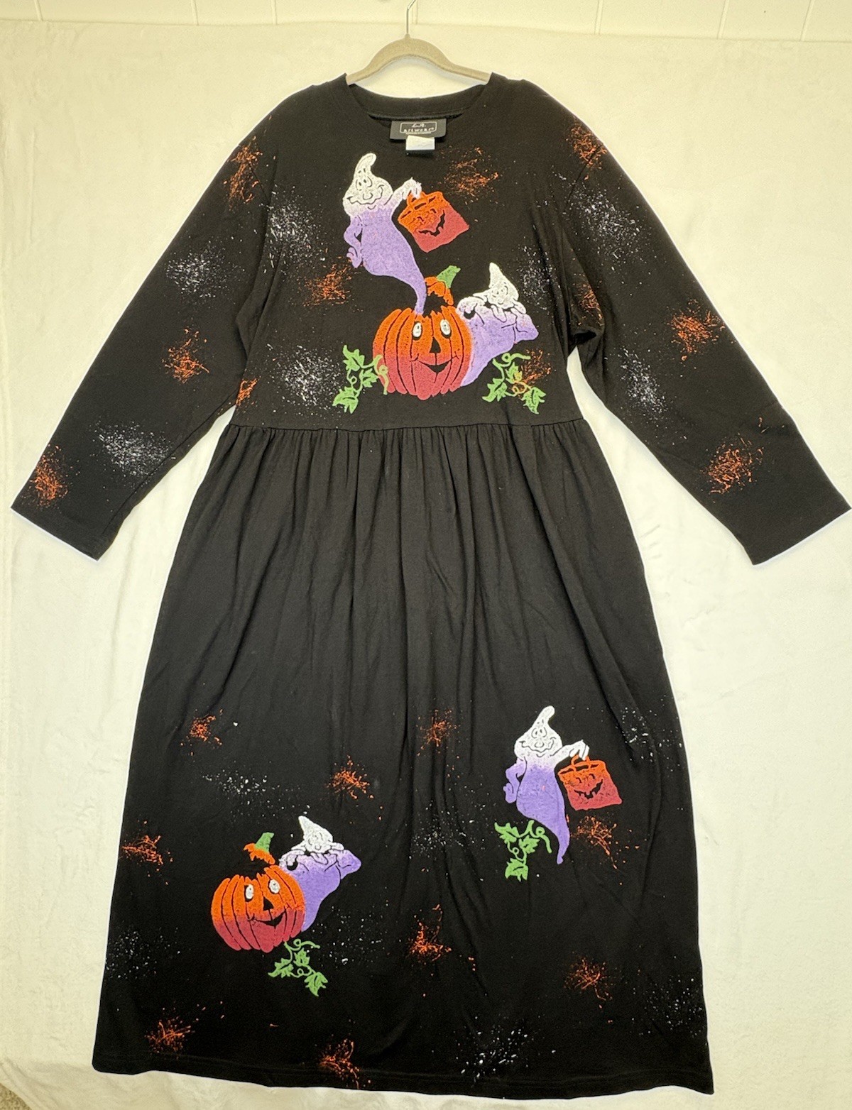 L. A. ArtWear Dress Size M. Halloween Pumpkin Ghost. Made In U.S.A. Vintage 90s
