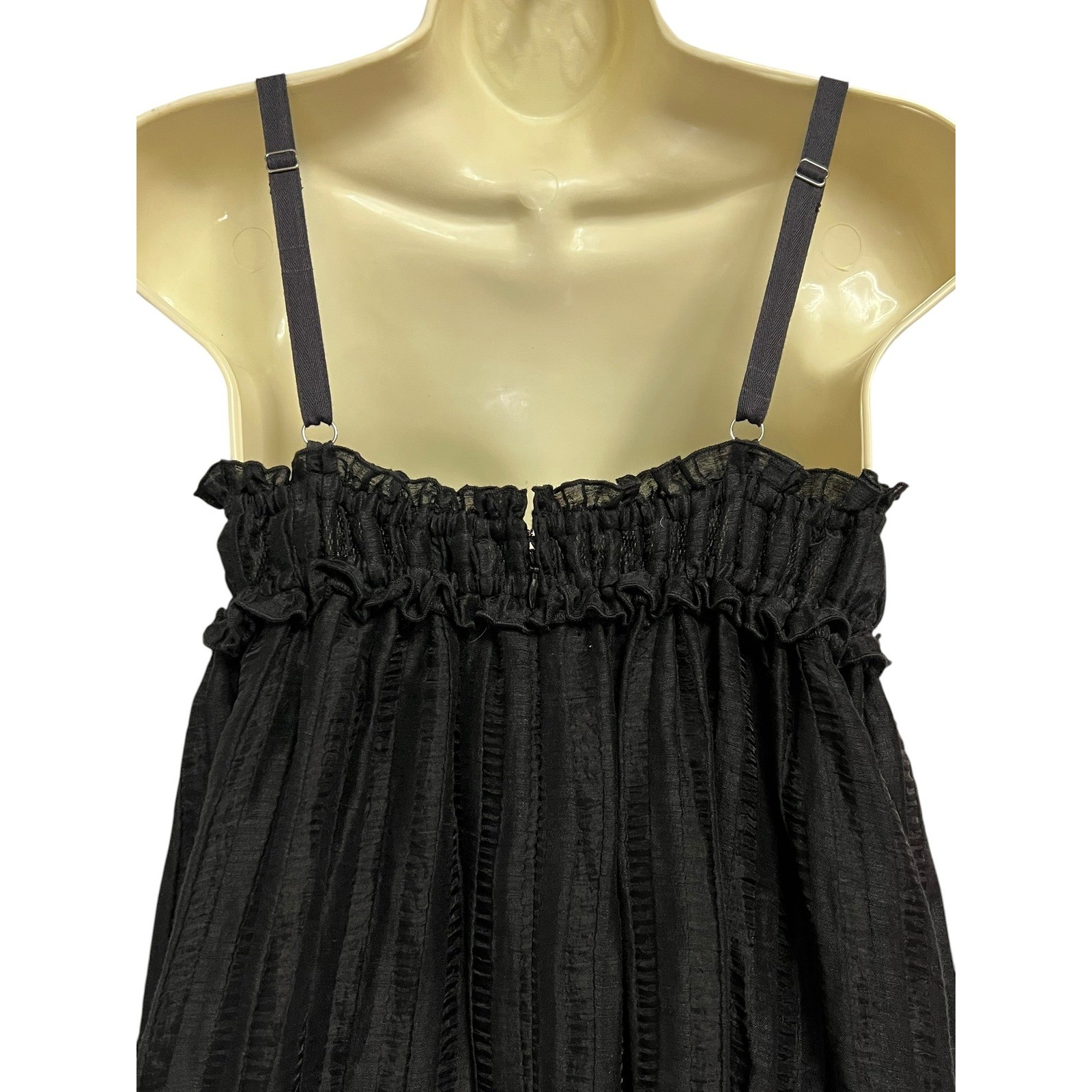 J.Crew Collection Maxi Dress Womens 6 Black Linen Blend Ruffle Empire Waist NWT