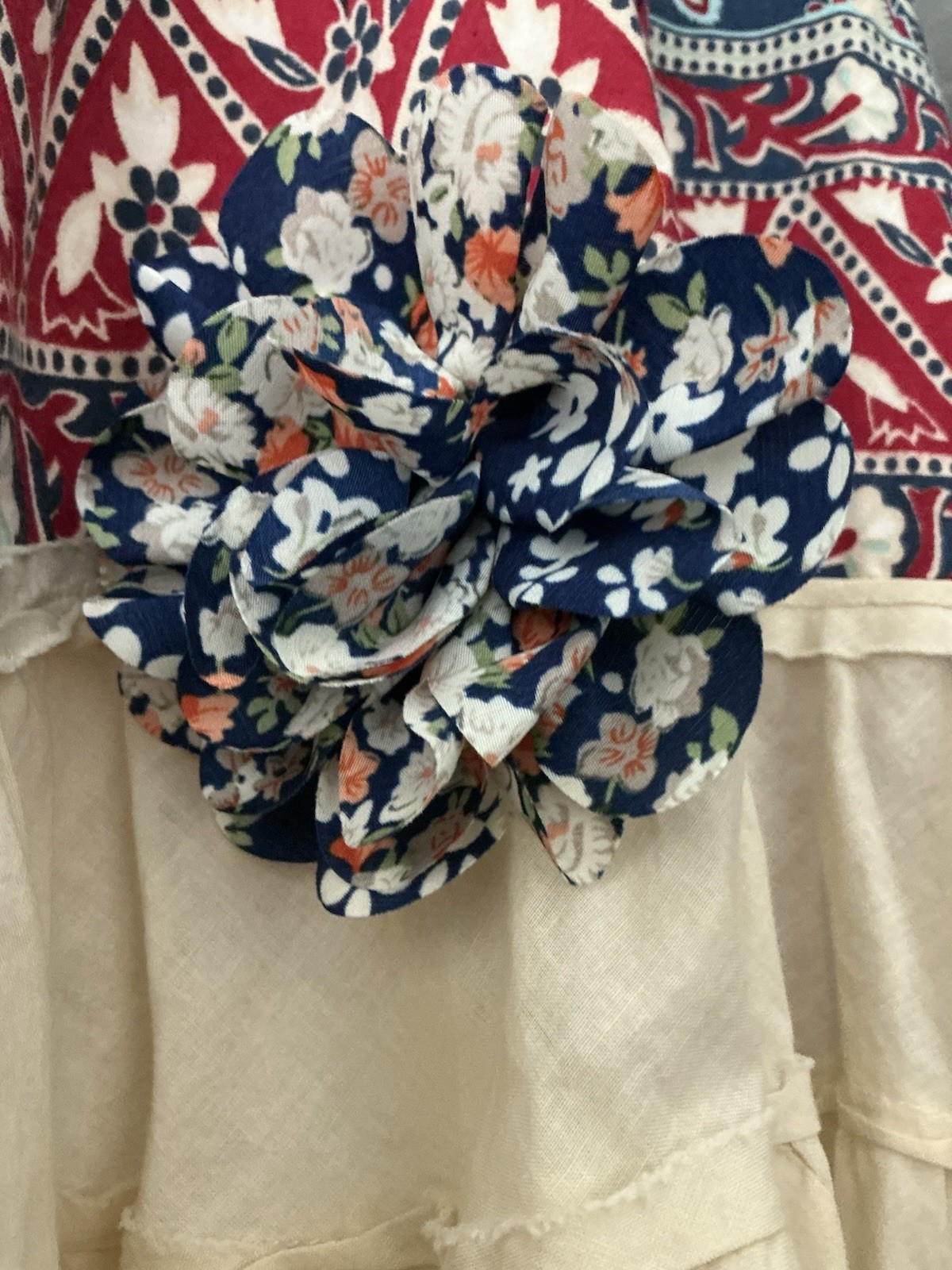 Unbranded Boutique Dress M Patchwork Ruffled Shift Mini Boho Cottagecore NWOT