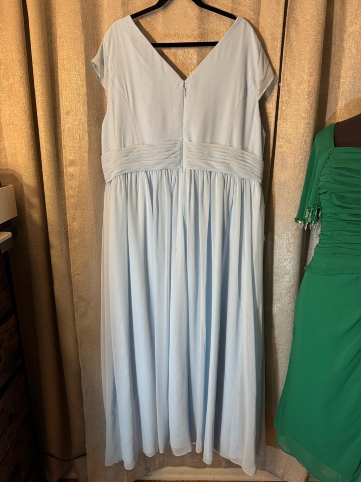 Azazie Light Blue Draped Cowl Neck Maxi Dress