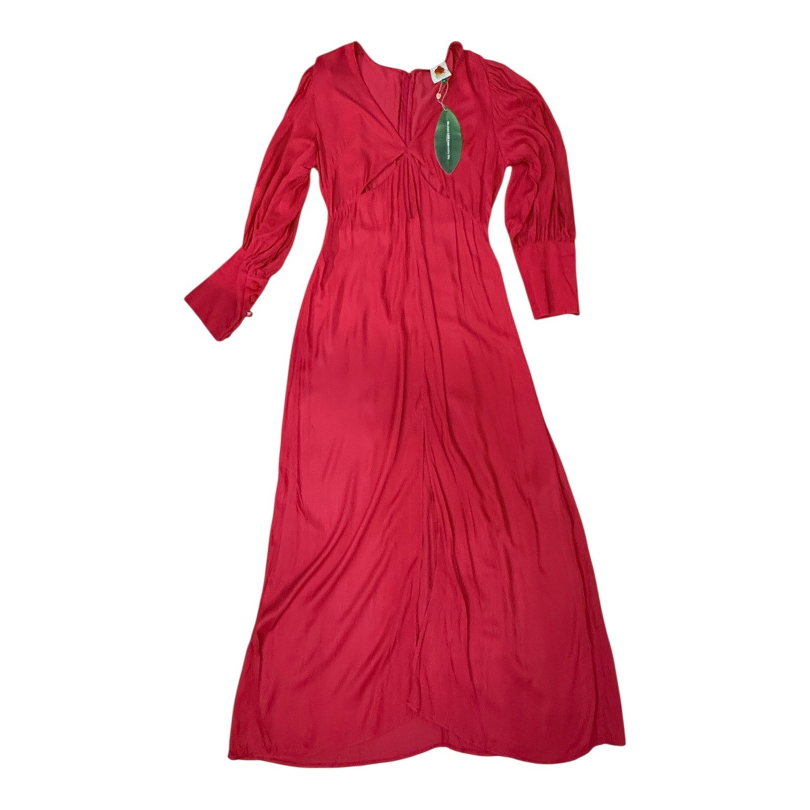Farm Rio Red Cut Out Long Sleeve Maxi Dress XL Lenzing Ecovero Viscose New
