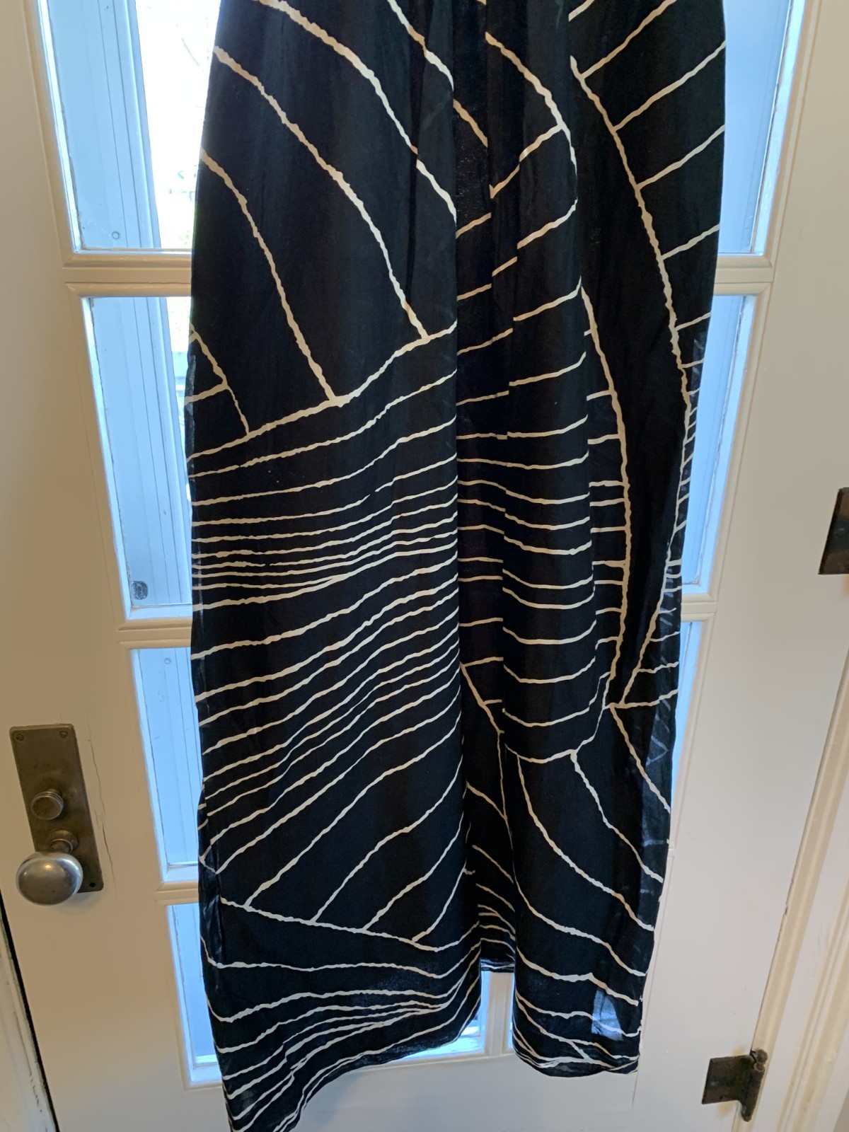 Ann Taylor Maxi Dress Black Lined Size 8 Sundress Graphic Print Side Zip