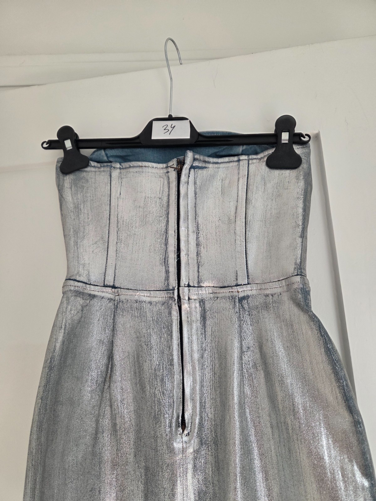 Demin silver coated long-length tube DRESS by Reformation size 2