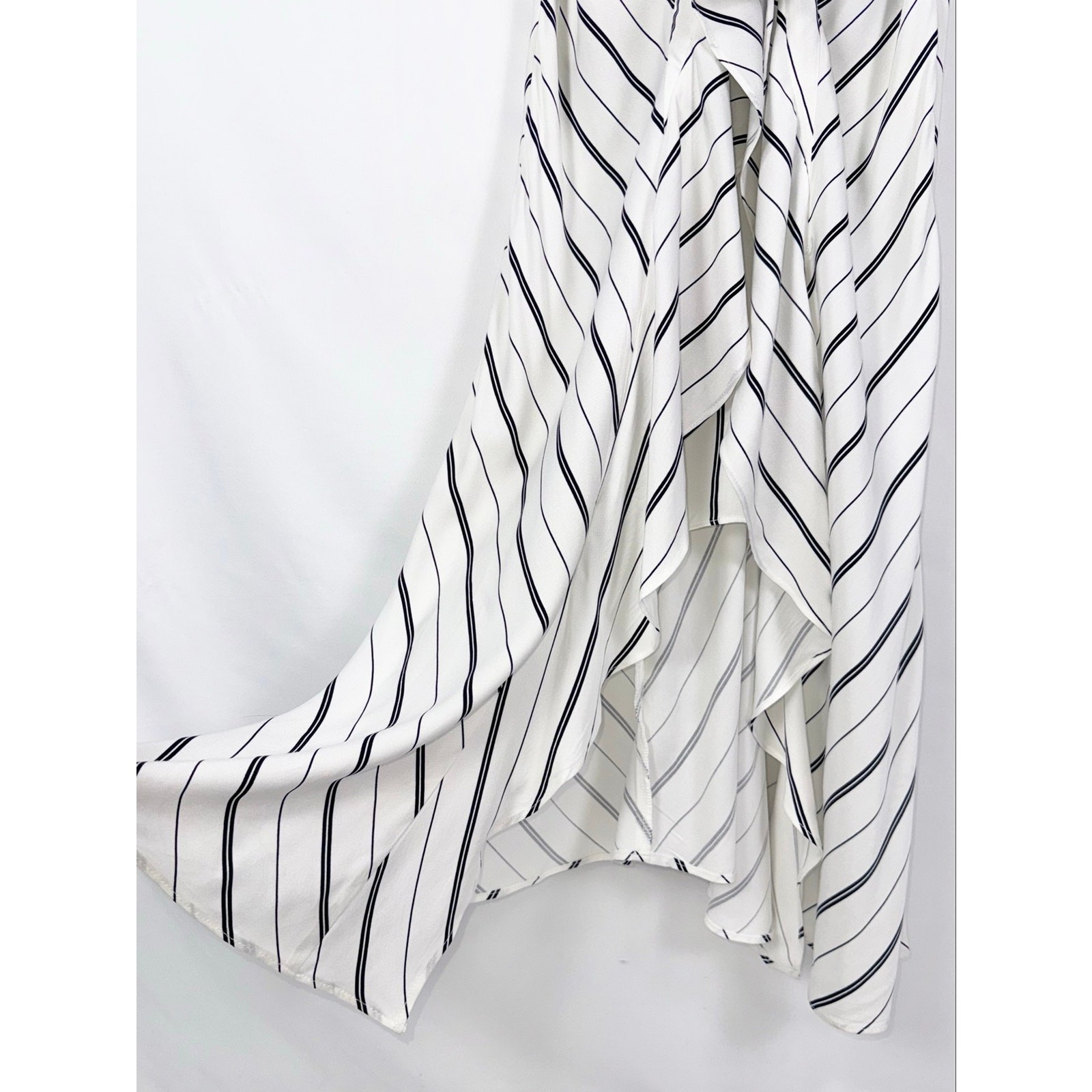 Bardot Revolve Winona Stripe Ruffled Midi Dress Women’s 10 Large White