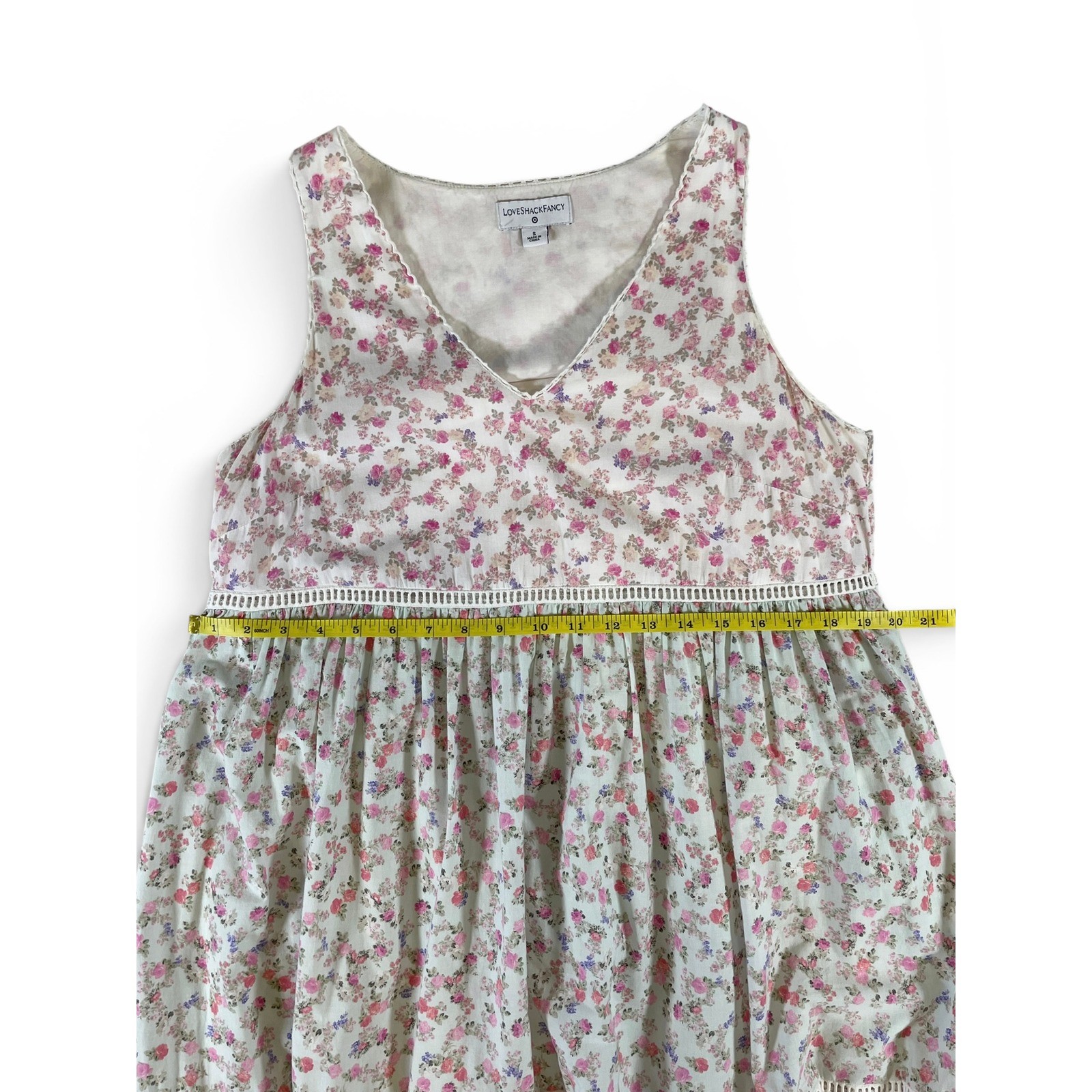 LoveShackFancy x Target Camille Pink Floral Tiered Babydoll Midi Dress S Pockets