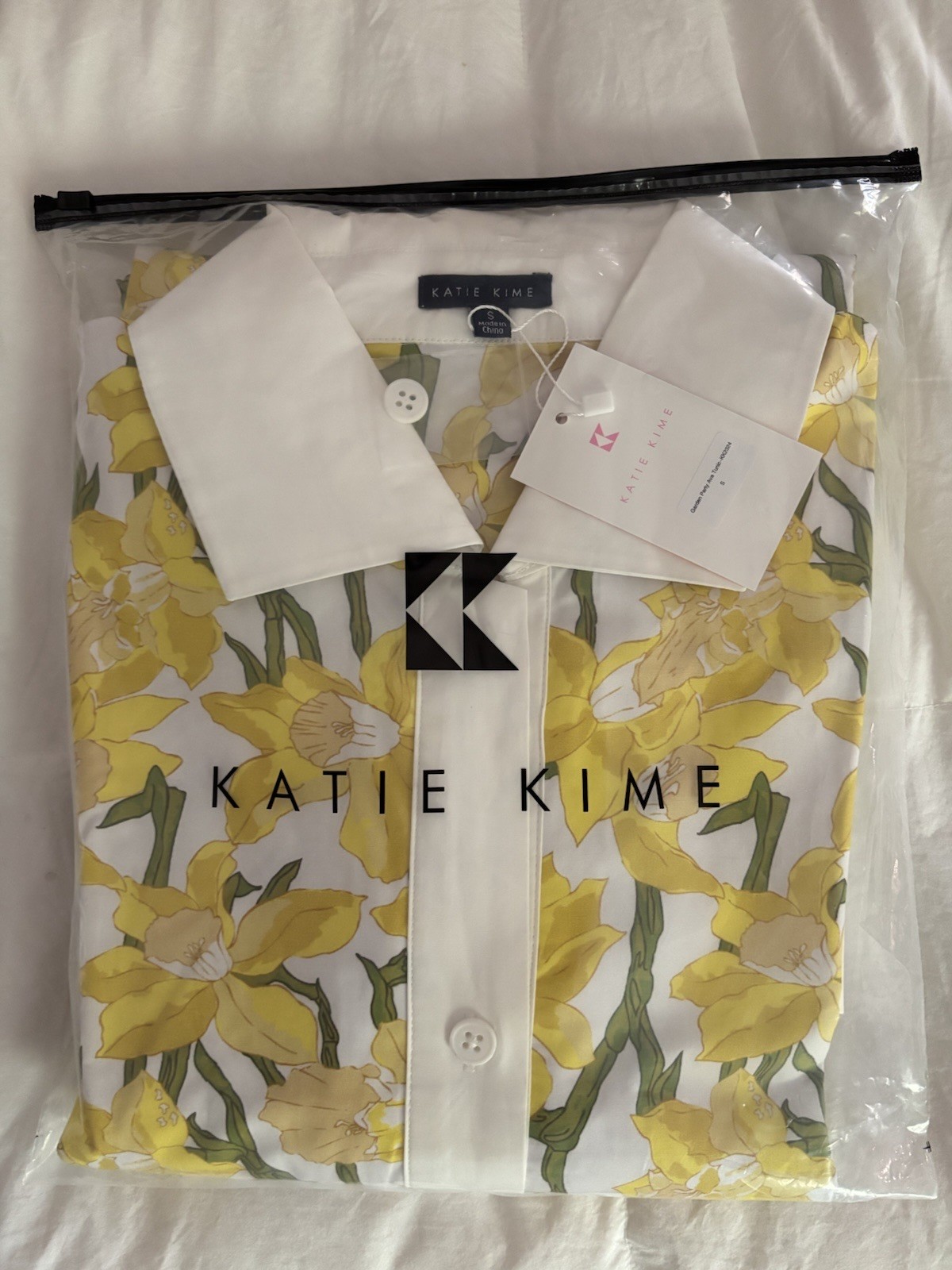 NEW Katie Kime Garden Party Ava Tunic Dress Small Yellow Daffodil Shift Mini NWT