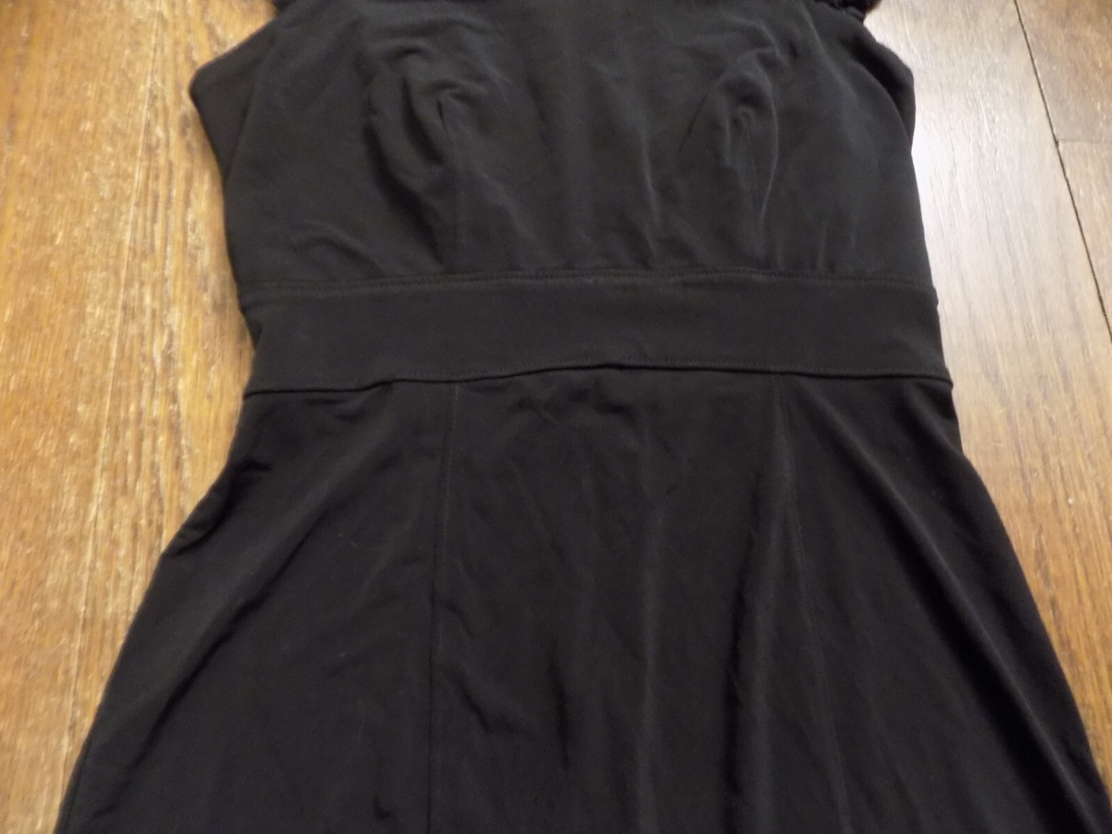 Carole Little Dress Black Ruffle Cap Sleeves Empire Waist Soft stretch fabric 4