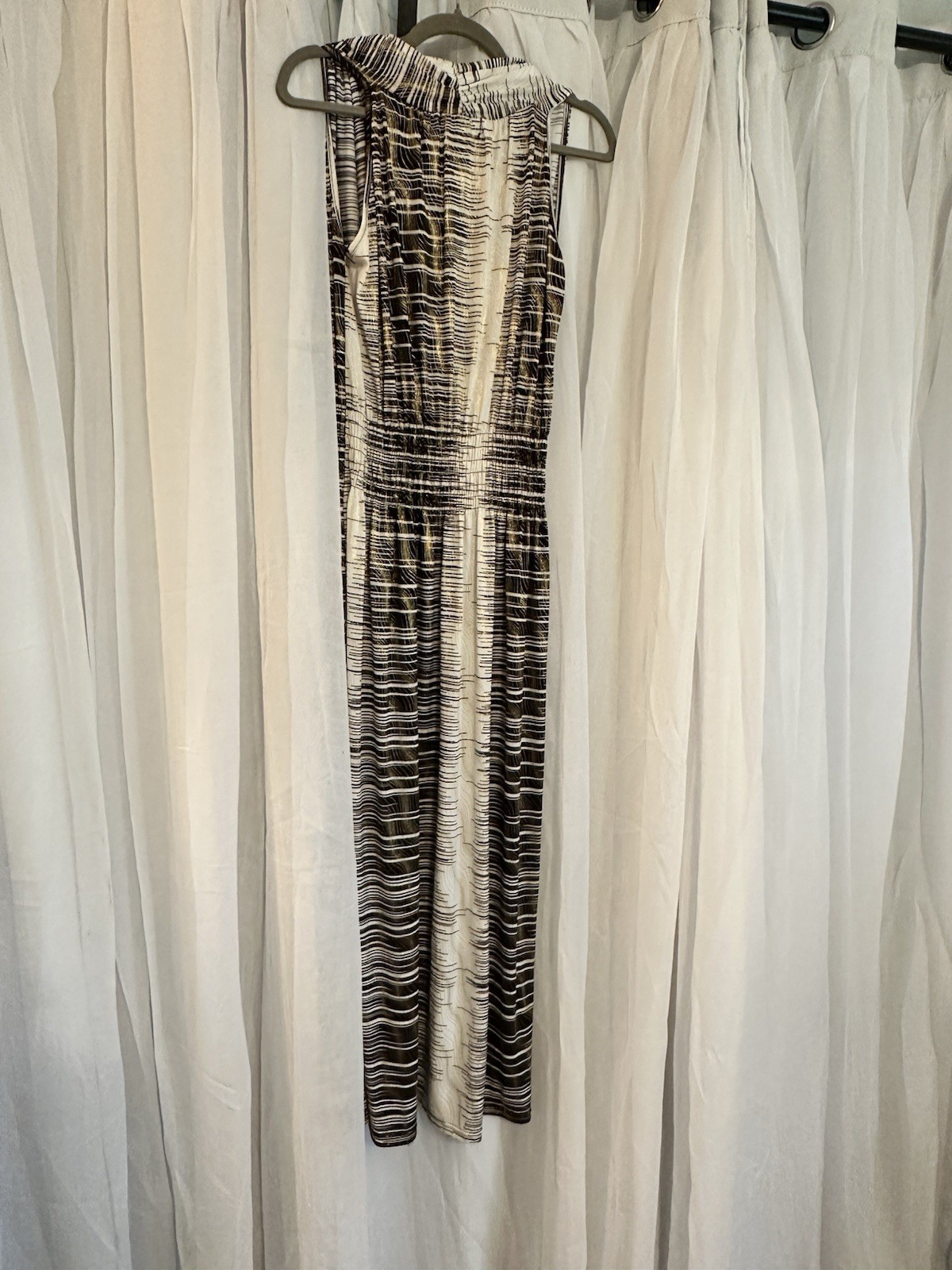 Seven Islands Brown, Cream And Gold Sleeveless Maxi Dress