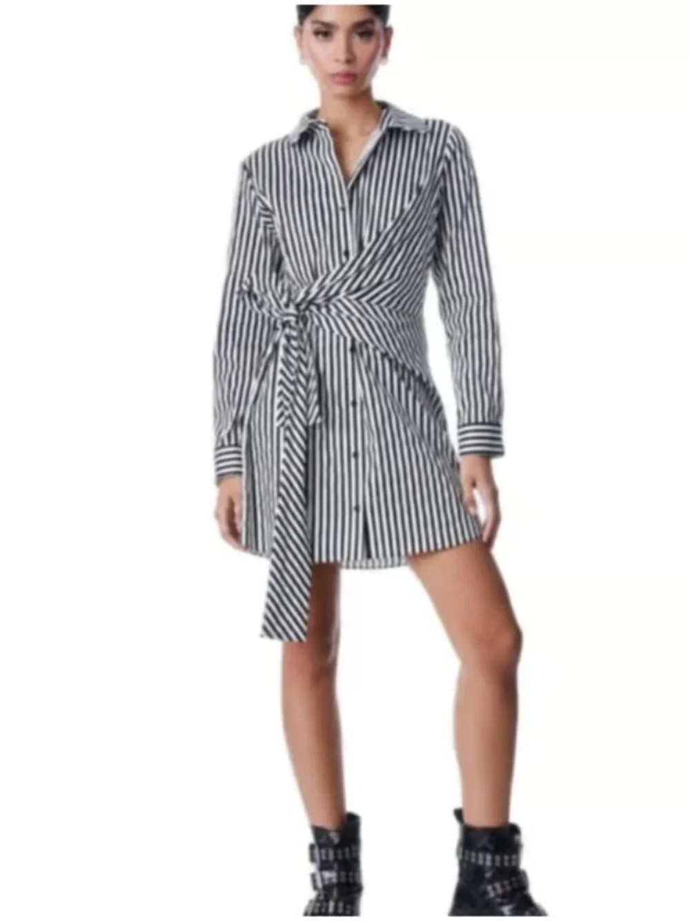 Alice + Olivia REINA DRAPED SHIRT DRESS Small